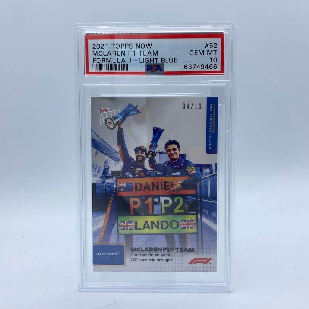 2021 Topps Now #52 Ricciardo & Norris 1-2 Finish PSA 10 Gem Mint - Limited Edition 4/10 - Perfect for F1 Collectors, Racing Fans & Sports Memorabilia Enthusiasts