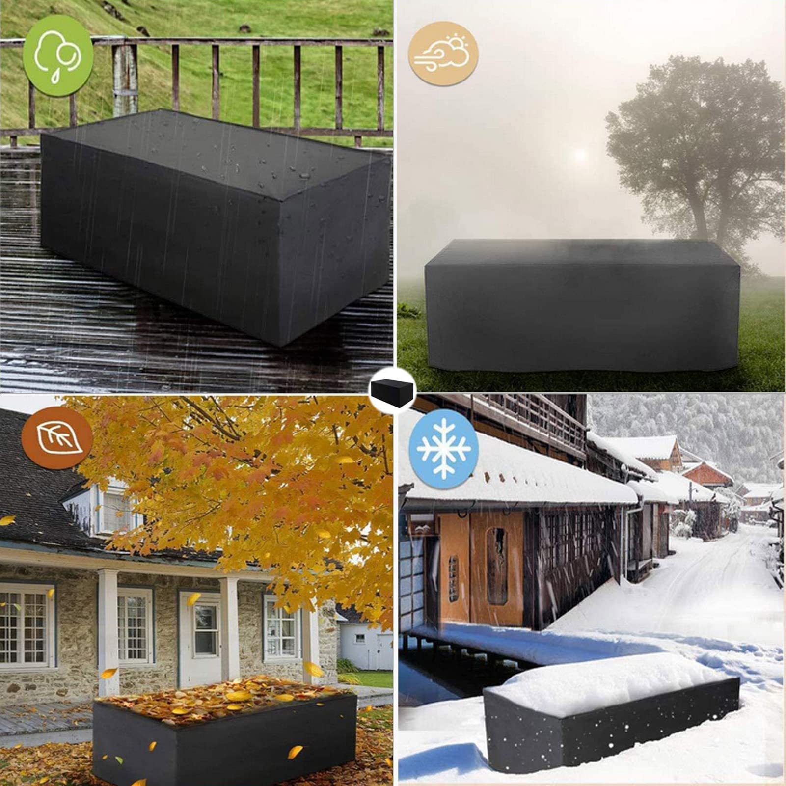 Waterproof Patio Furniture Covers 35×35×30 Inch - Outdoor Table and Chairs Set Protector, Heavy Duty Rectangular Table Cover for Garden, Deck, Backyard - Perfect for Rain, Snow & UV Protection