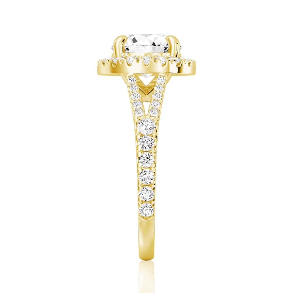 Exquisite Round Cut Split Shank Moissanite Halo Engagement Ring for Women - Perfect for Proposals, Weddings & Anniversaries - Durable & Sparkling Jewelry Gift