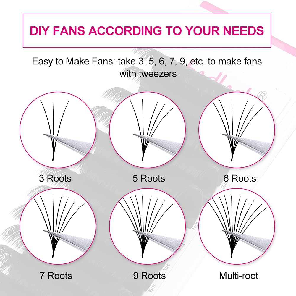 Premium D Curl 0.07 17mm Self-Fanning Eyelash Extensions - Easy Volume Lashes for Salon & DIY Use - Professional Lash Extension Supplies for Stunning Eye Makeup