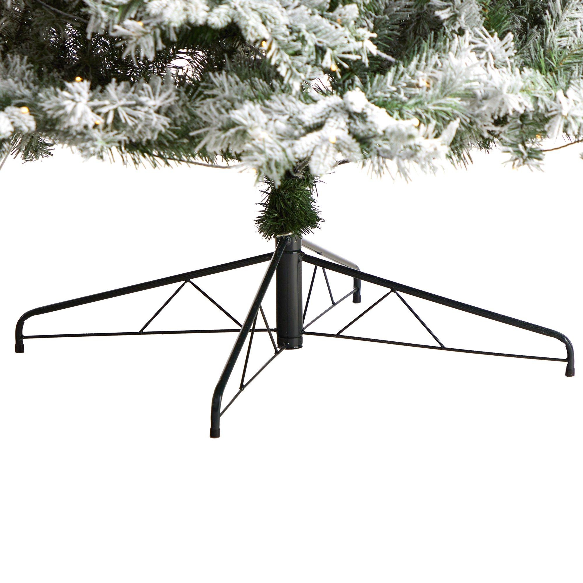 10' Flocked Vermont Mixed Pine Christmas Tree with 800 LED Lights & 2200 Bendable Branches - Perfect for Living Room, Office, and Holiday Decorations