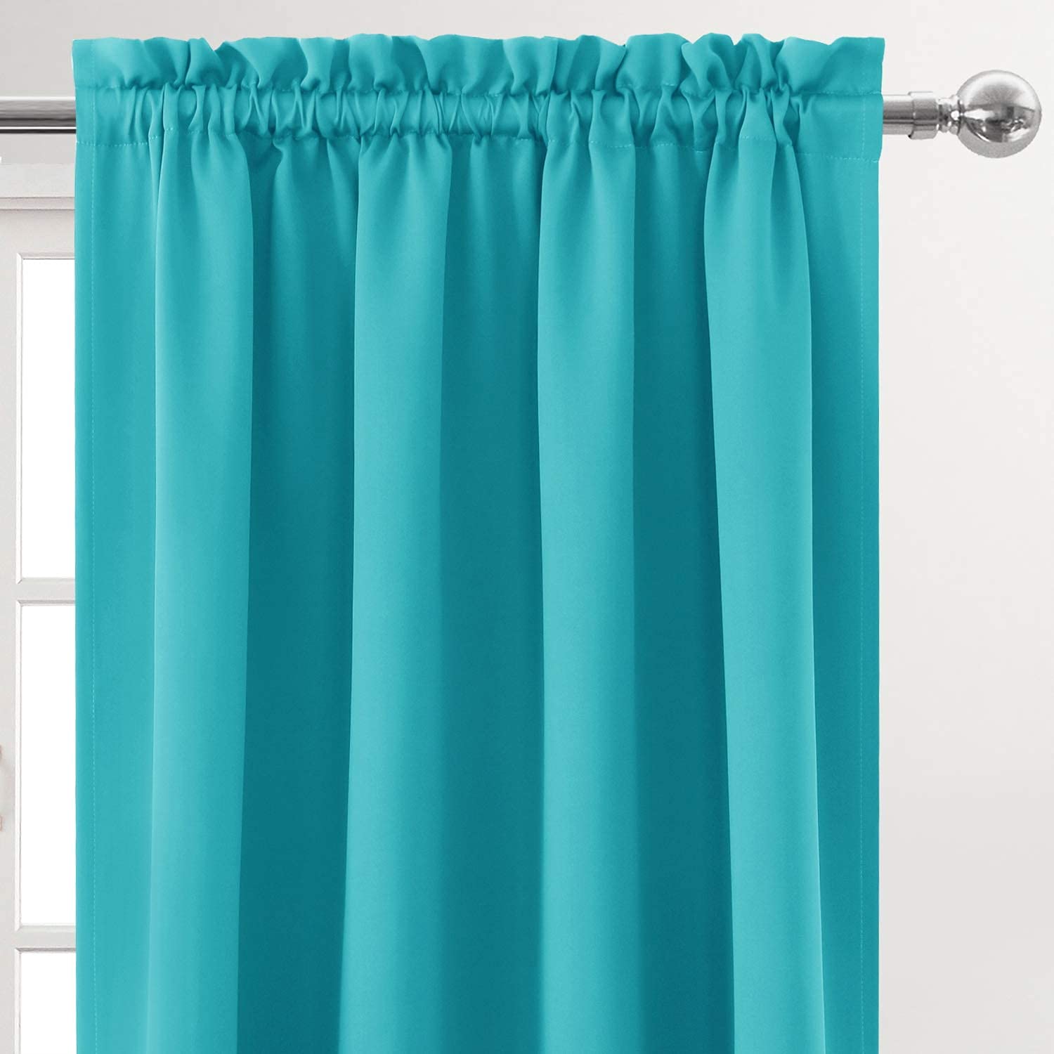 DWCN Turquoise Blackout Curtains Set with Valance - 52x63 Inch Thermal Insulated Window Drapes & 52x18 Inch Rod Pocket Valance for Living Room, Bedroom, Kitchen - Light Blocking, Noise Reducing, Energy Saving