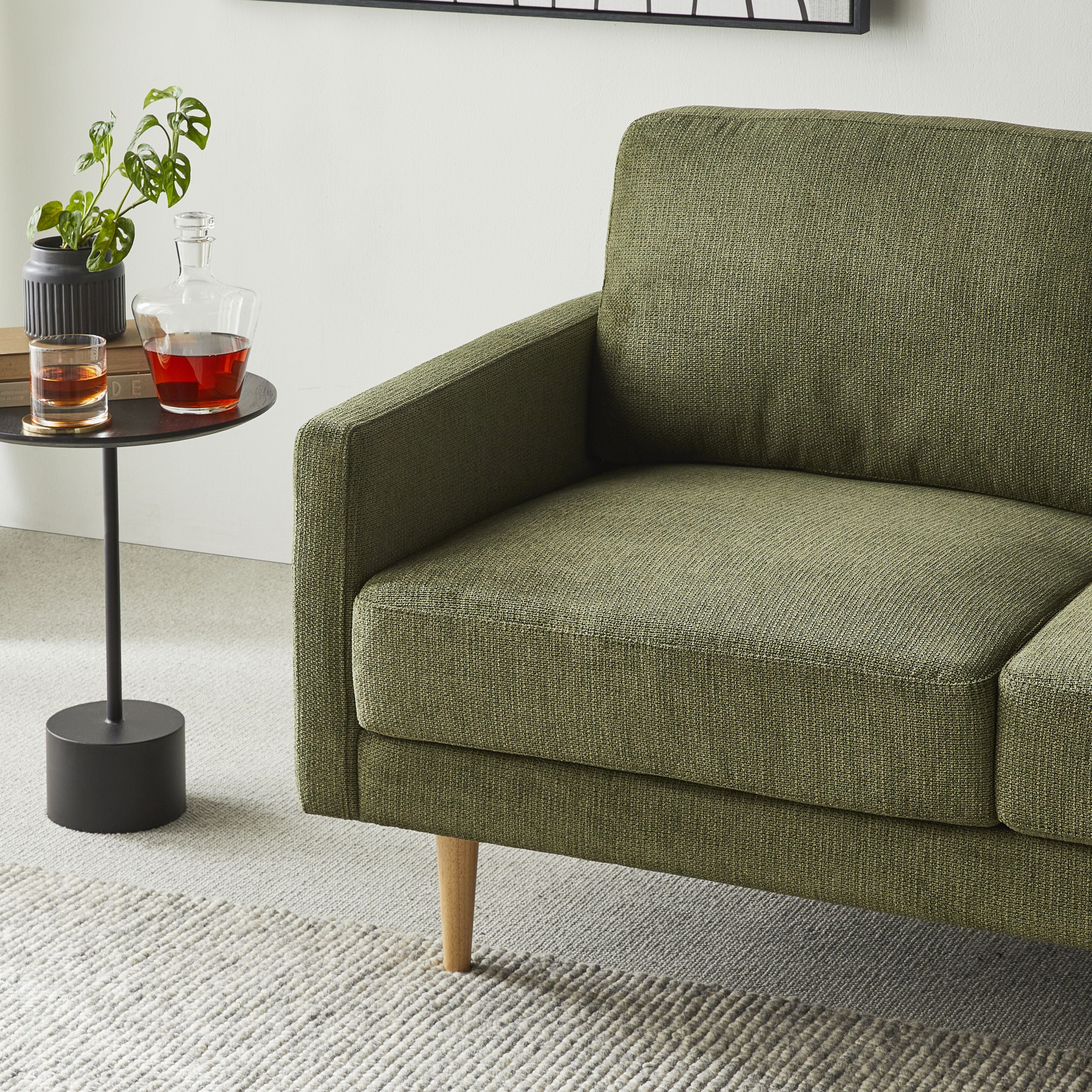 Boden 2-Seater Sofa - Sorrento Olive Green Fabric Couch for Living Room, Small Space & Apartment | Modern Compact Loveseat for Lounge, Office & Guest Room