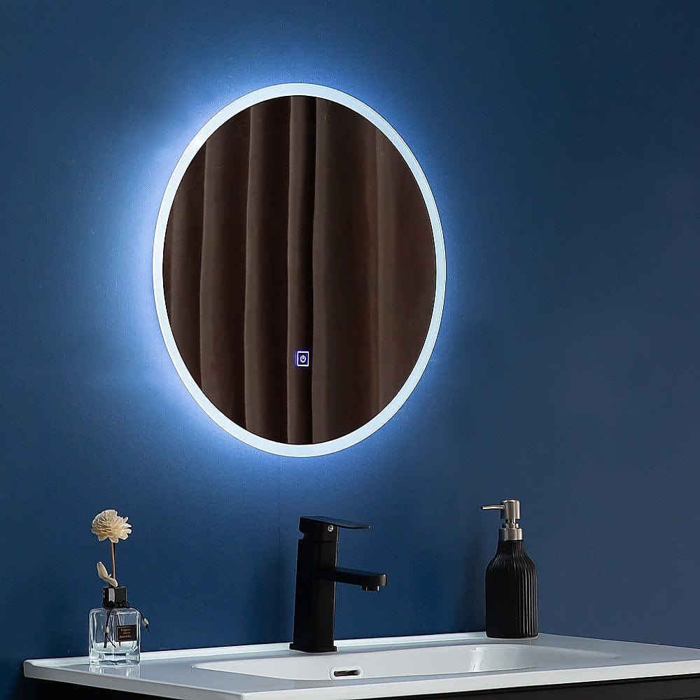 50cm Round LED Wall Mirror with Lights - Modern Bathroom Vanity Mirror for Makeup & Shaving, Dimmable Touch Sensor, Waterproof (Ideal for Home, Salon, Spa)