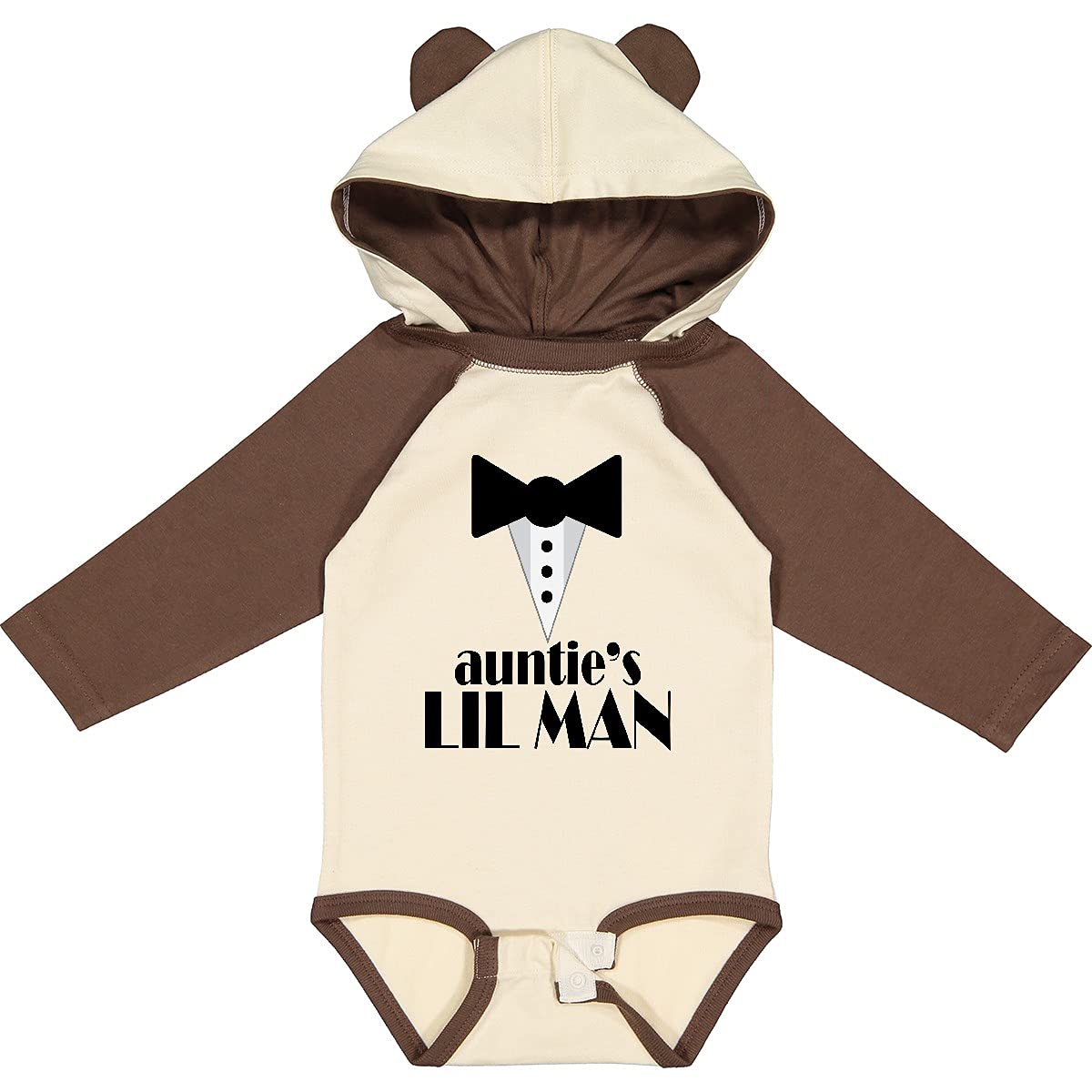 Inktastic Auntie's Lil Man Long Sleeve Baby Bodysuit - Cute Infant Outfit for Family Photos, Holidays & Special Occasions