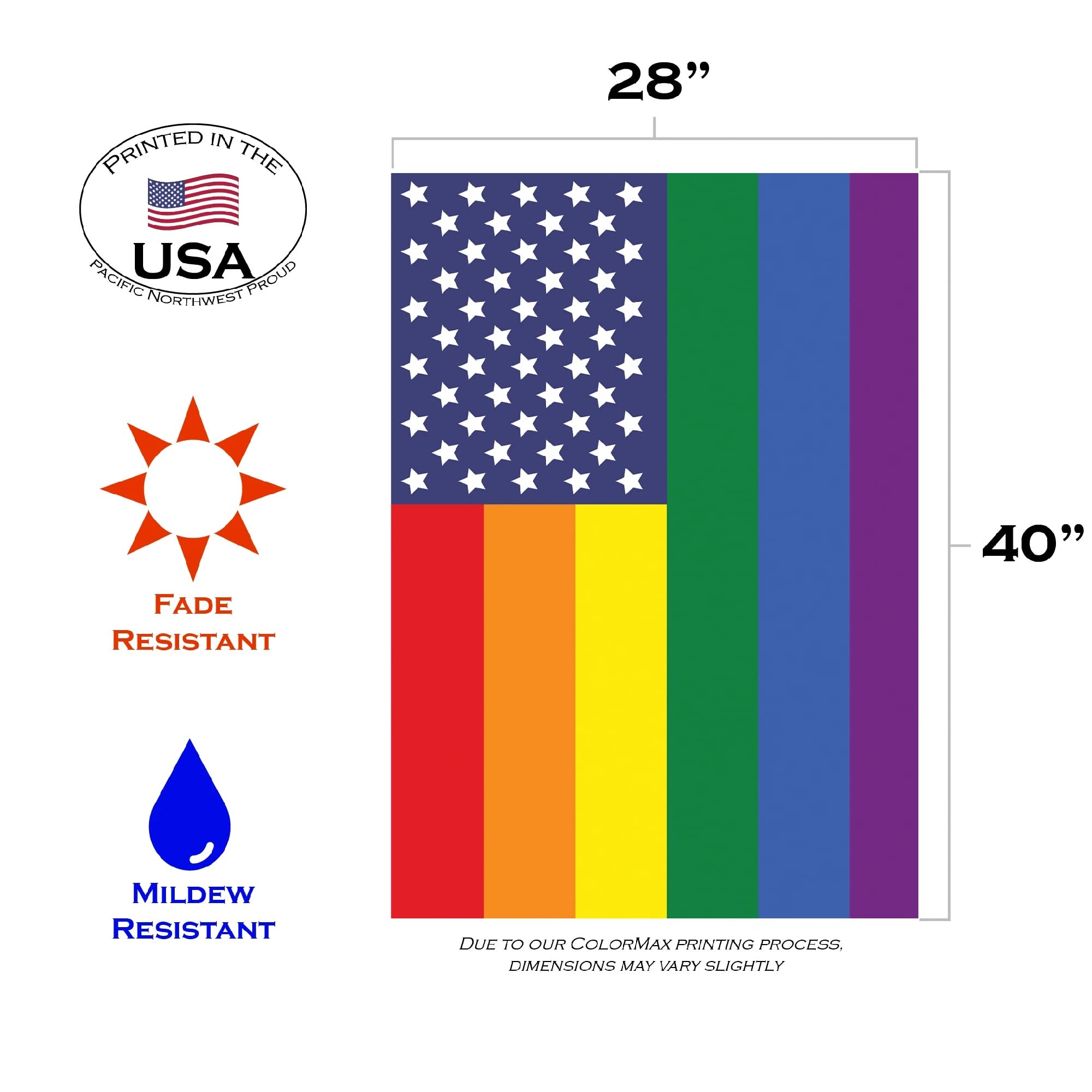 Toland Home Garden 109628 Patriotic Pride Flag - 28x40 Inch Double Sided LGBTQIA+ Garden Flag for Outdoor Yard Decoration | House Flag for Front Porch, Lawn & Patriotic Celebrations