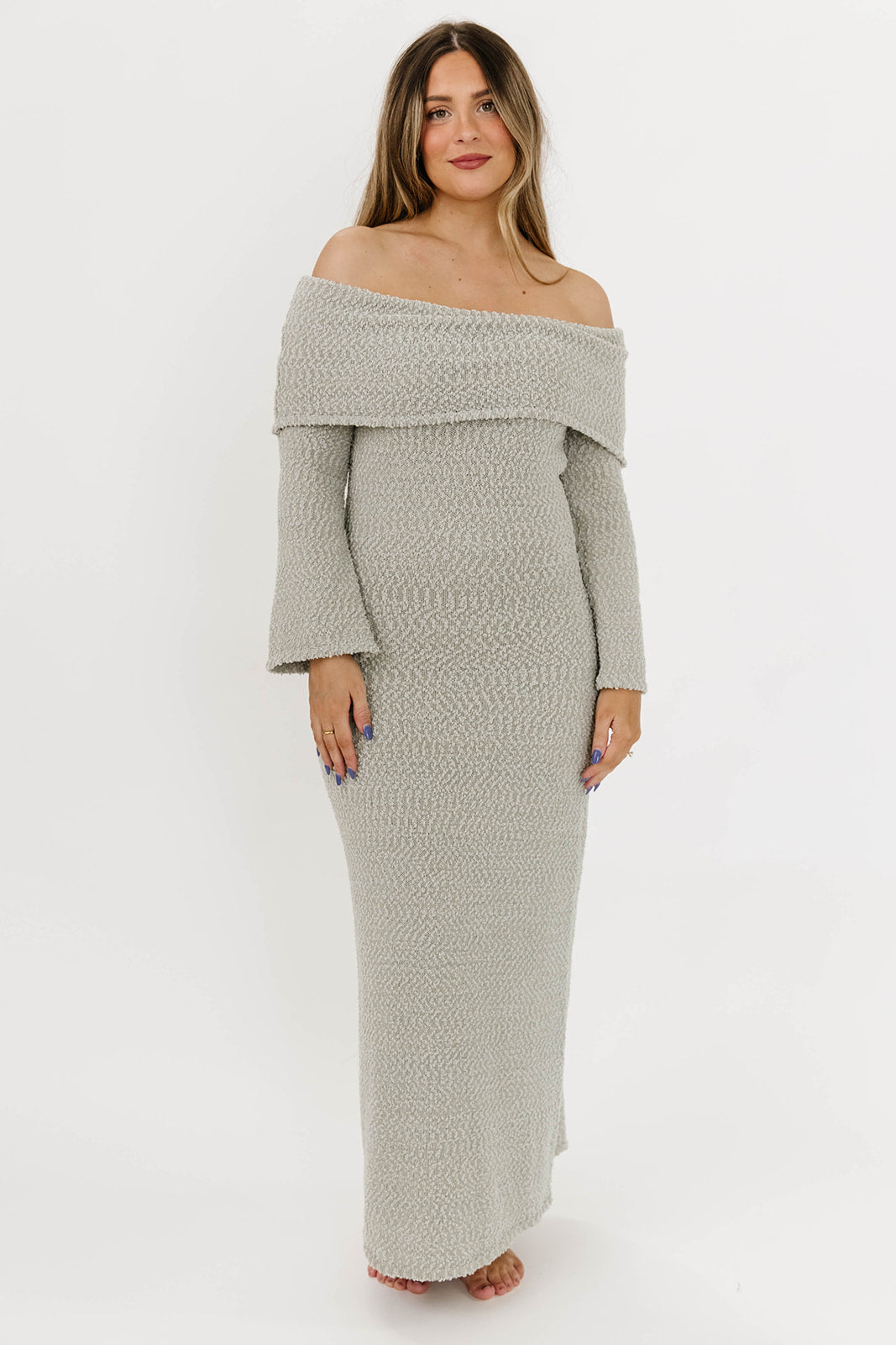 Nora Knit Maxi Dress in Dusty Sage - Bump Friendly Maternity Dress for Women | Comfortable Stretchy Long Dress for Pregnancy, Nursing & Everyday Wear | Perfect for Casual Outings, Baby Showers & Special Occasions