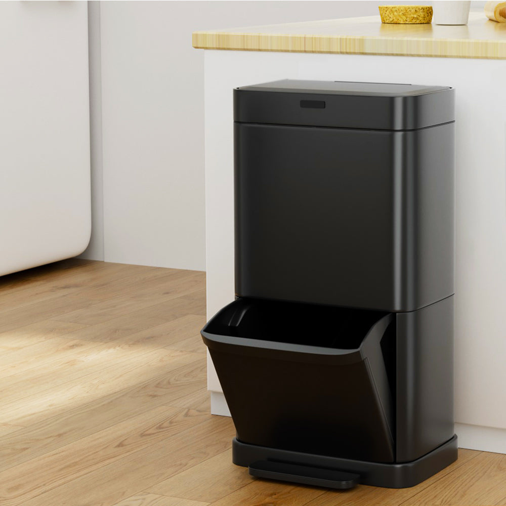 Devanti 70L Automatic Motion Sensor Trash Can with Lid - Touchless Kitchen Garbage Bin for Home, Office, and Bathroom - Black