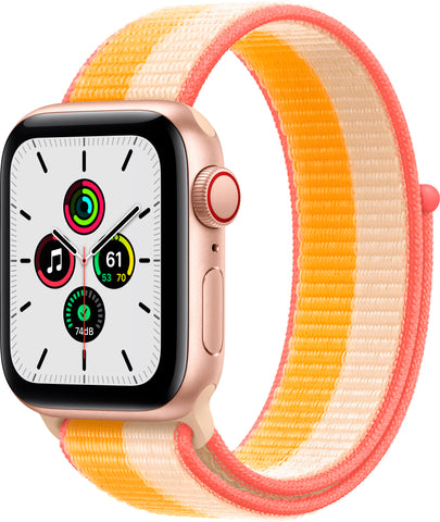 Apple Watch SE (GPS + Cellular) 44mm Gold Aluminum Case with Maize Sport Loop - MKRQ3LL/A - Perfect for Fitness Tracking, Calls & Notifications on the Go