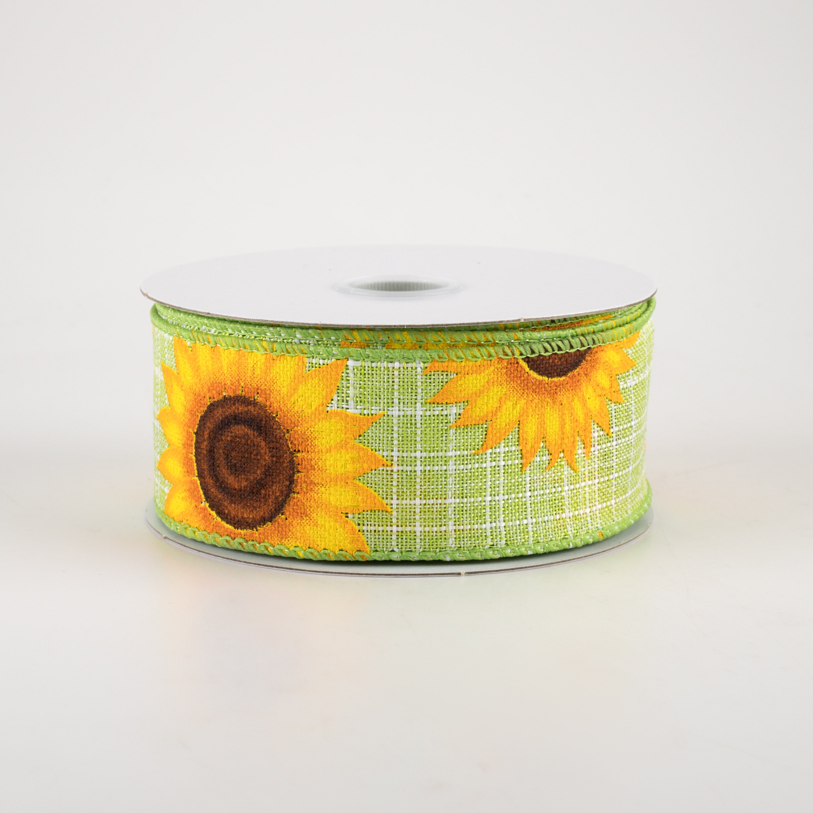 1.5 Inch Linen Sunflower Ribbon - Lime Green (10 Yards) for DIY Crafts, Gift Wrapping, and Home Decor