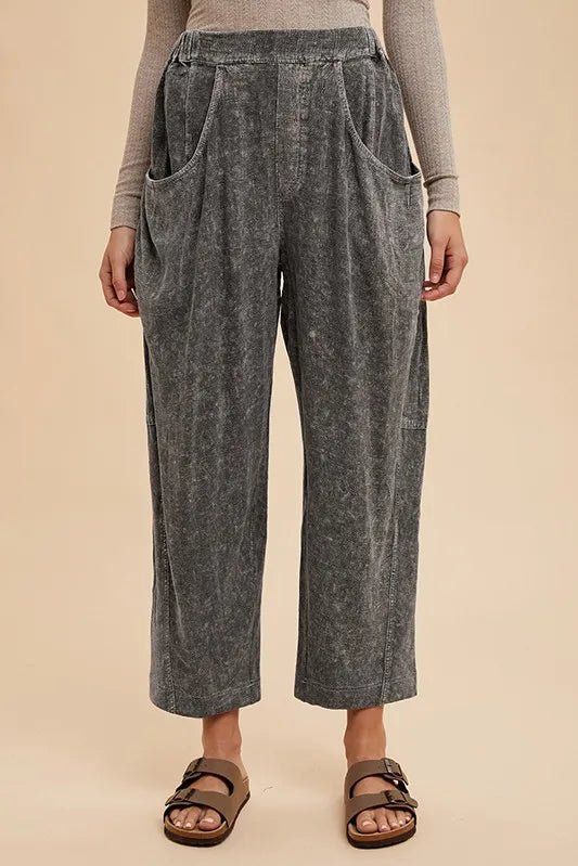 Annie Wear Women's Mineral Washed Stretch Elastic Waist Pants - Comfortable Casual Trousers for Work, Travel & Everyday Wear