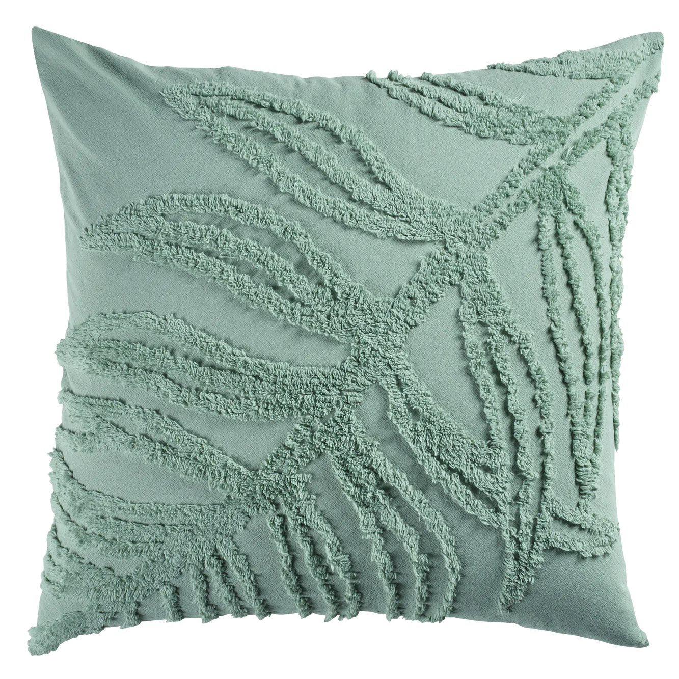 Bianca Foliage Sage European Pillowcase - 18x18 Inch Decorative Throw Pillow Cover for Sofa, Bed & Home Decor | Soft Cotton Linen Blend