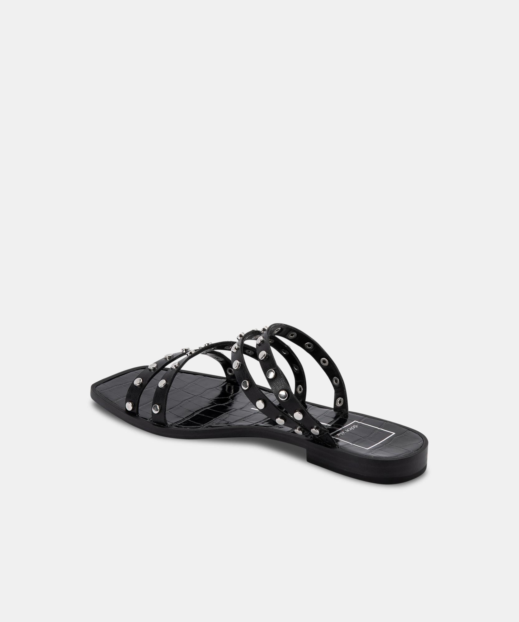 IZABEL Studded Sandals for Women - Black Stella | Comfortable & Stylish Summer Sandals for Beach, Party & Casual Outfits