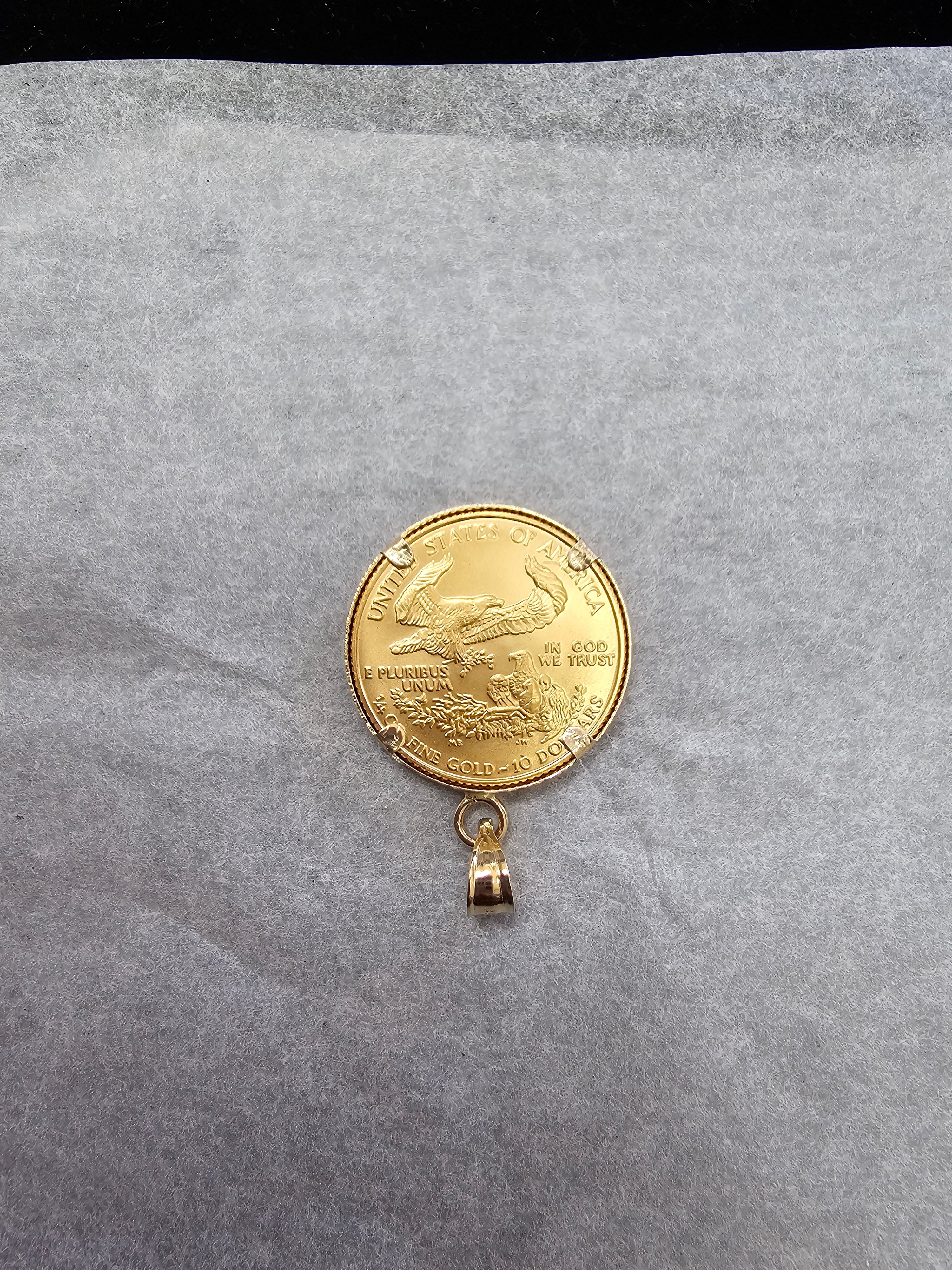 1/4 Oz Lady Liberty Flying Eagle Coin Necklace in Polished Bezel Setting - Perfect for Gifts, Jewelry Collectors & Patriotic Fashion Accessories