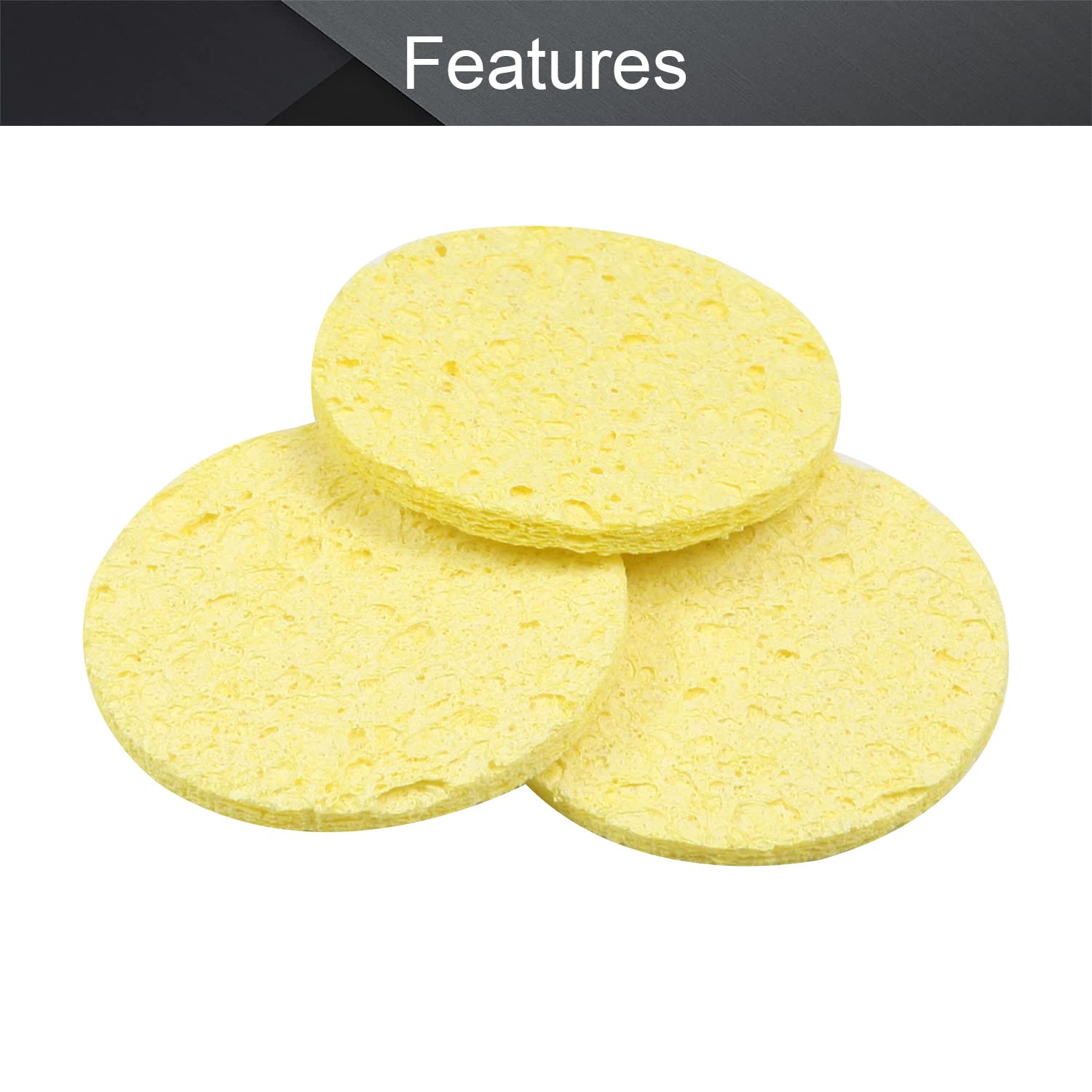 Premium Thick Soldering Sponge 55x55x11mm - 20-Pack Round Yellow Sponges for Soldering Iron Tip Cleaning | Ideal for Electronics Repair, DIY Projects & Jewelry Making