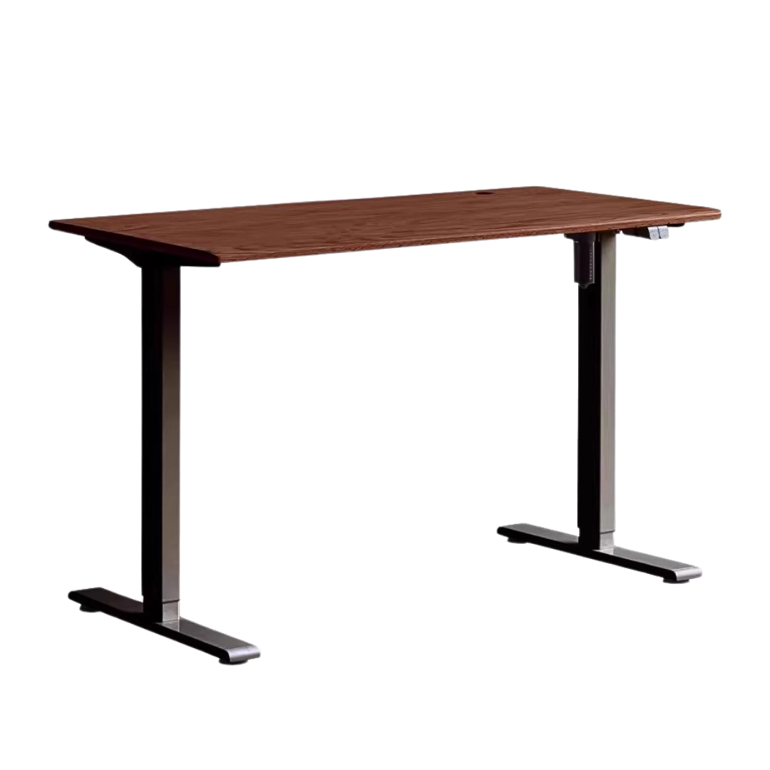 Premium Solid Oak & Black Walnut Electric Height Adjustable Standing Desk - Ergonomic Home Office Workstation for Remote Work & Study