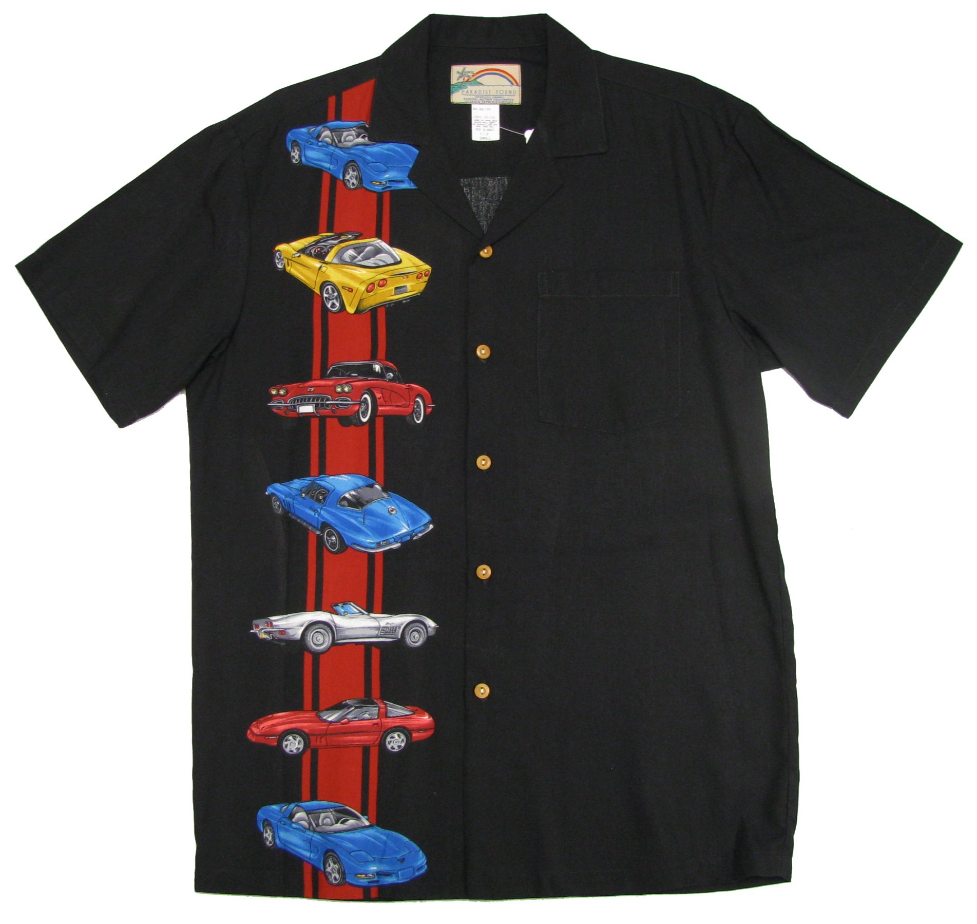 Men's Corvette Panel Shirt - Vintage Style Hawaiian Button-Up Shirt for Summer Beach Party & Casual Wear