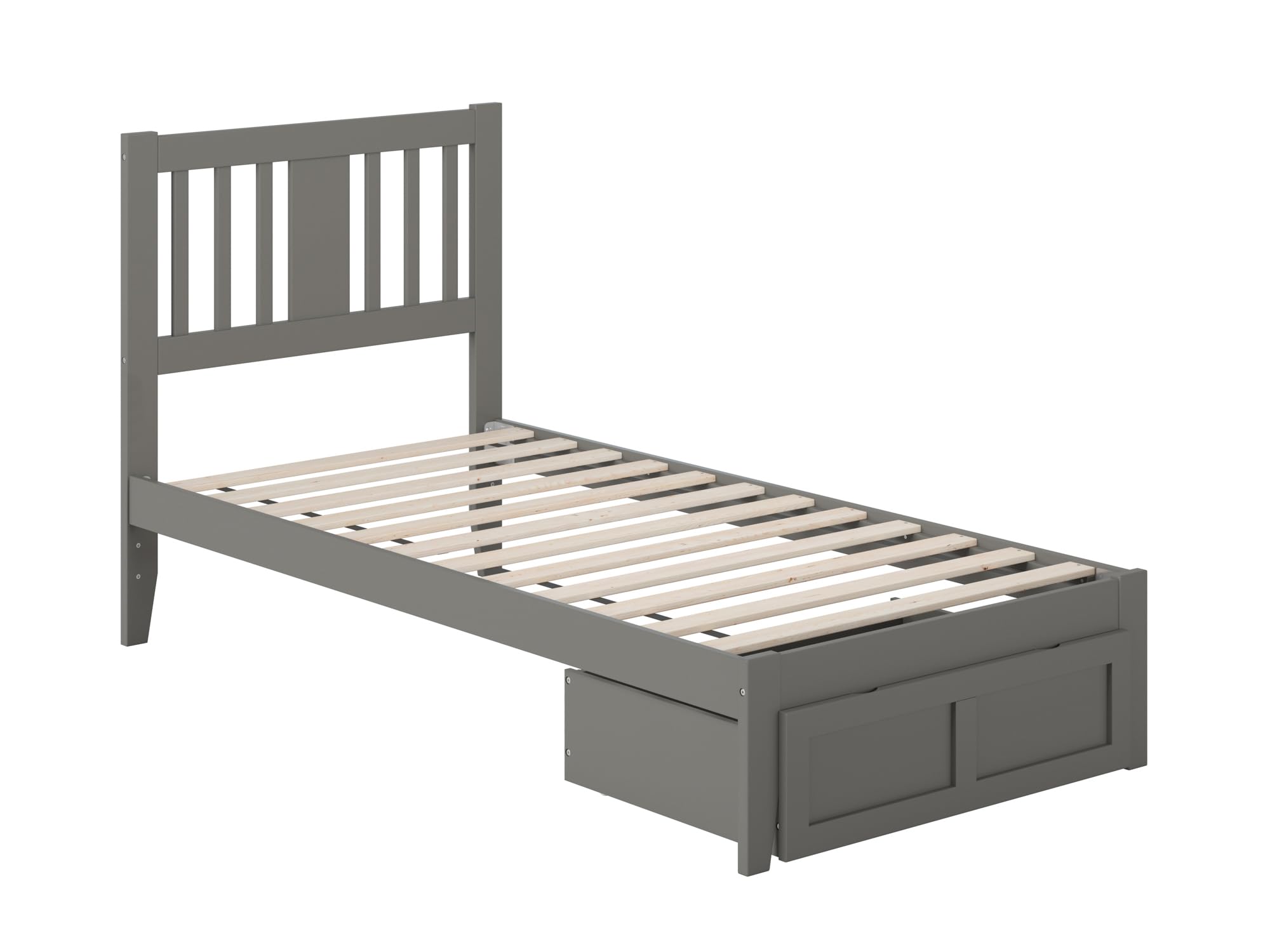AFI Tahoe Twin Size Platform Bed Frame with Storage Drawer & USB Charging Station - Grey Wooden Bed for Kids, Teens & Small Spaces | Perfect for Bedrooms, Dorms & Apartments