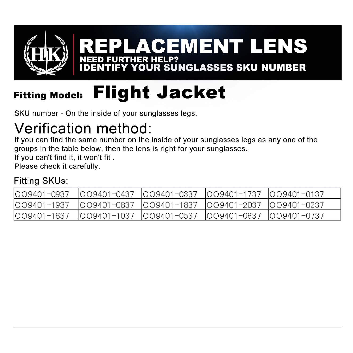 HKUCO Replacement Lenses for Oakley Flight Jacket Sunglasses - UV Protection, Polarized, Anti-Scratch - Perfect for Cycling, Running, Outdoor Sports