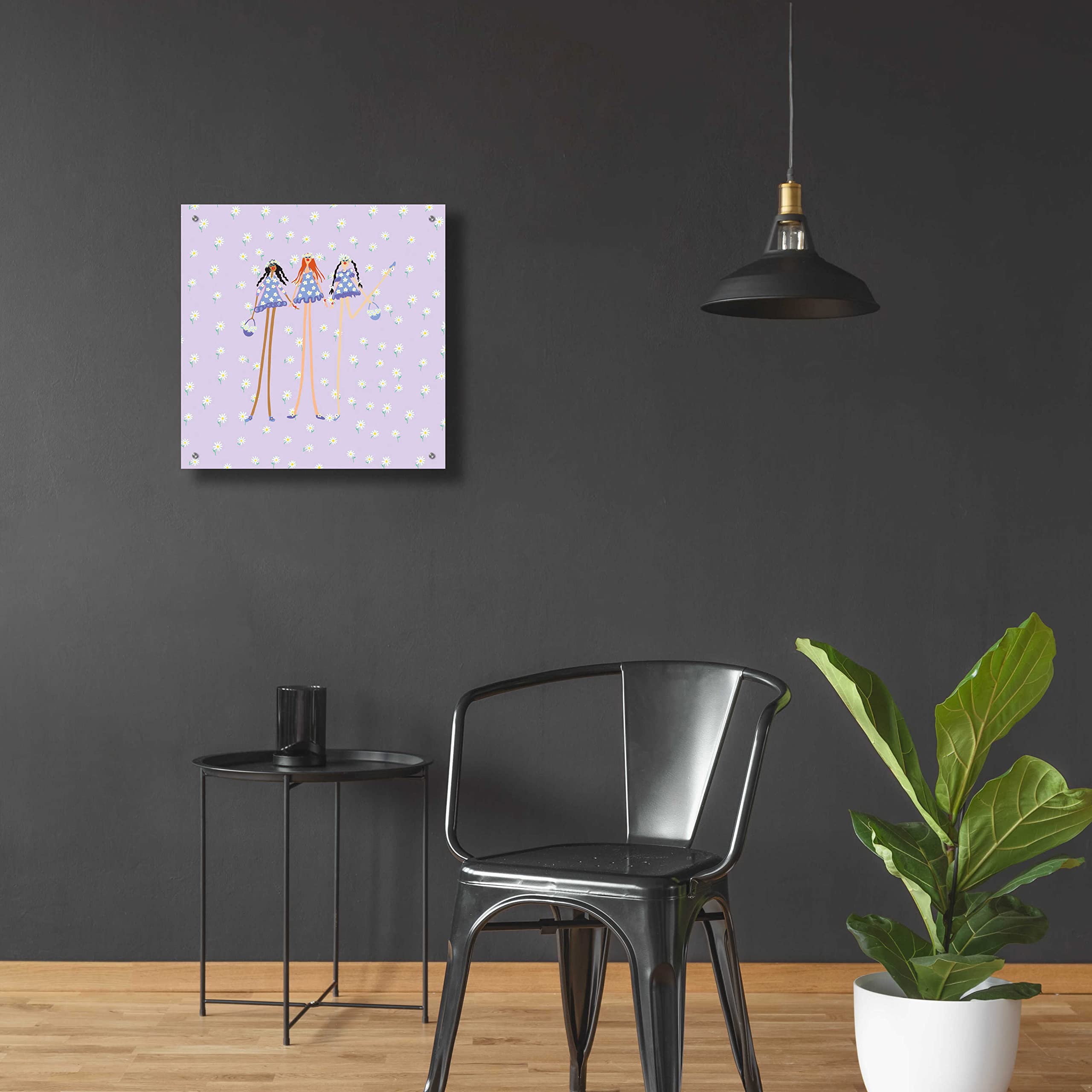 Epic Art 'Flower Girls' by Caroline Benchétrit - 24x24 Inch Acrylic Glass Wall Art Painting, Modern Home Decor for Living Room, Bedroom & Office