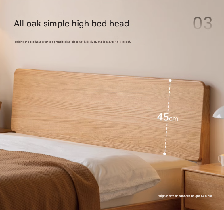 Solid Oak Wood High Headboard Bed - Queen Size, Rustic Farmhouse Style for Bedroom Decor - Perfect for Master Bedrooms, Guest Rooms & Cozy Retreats