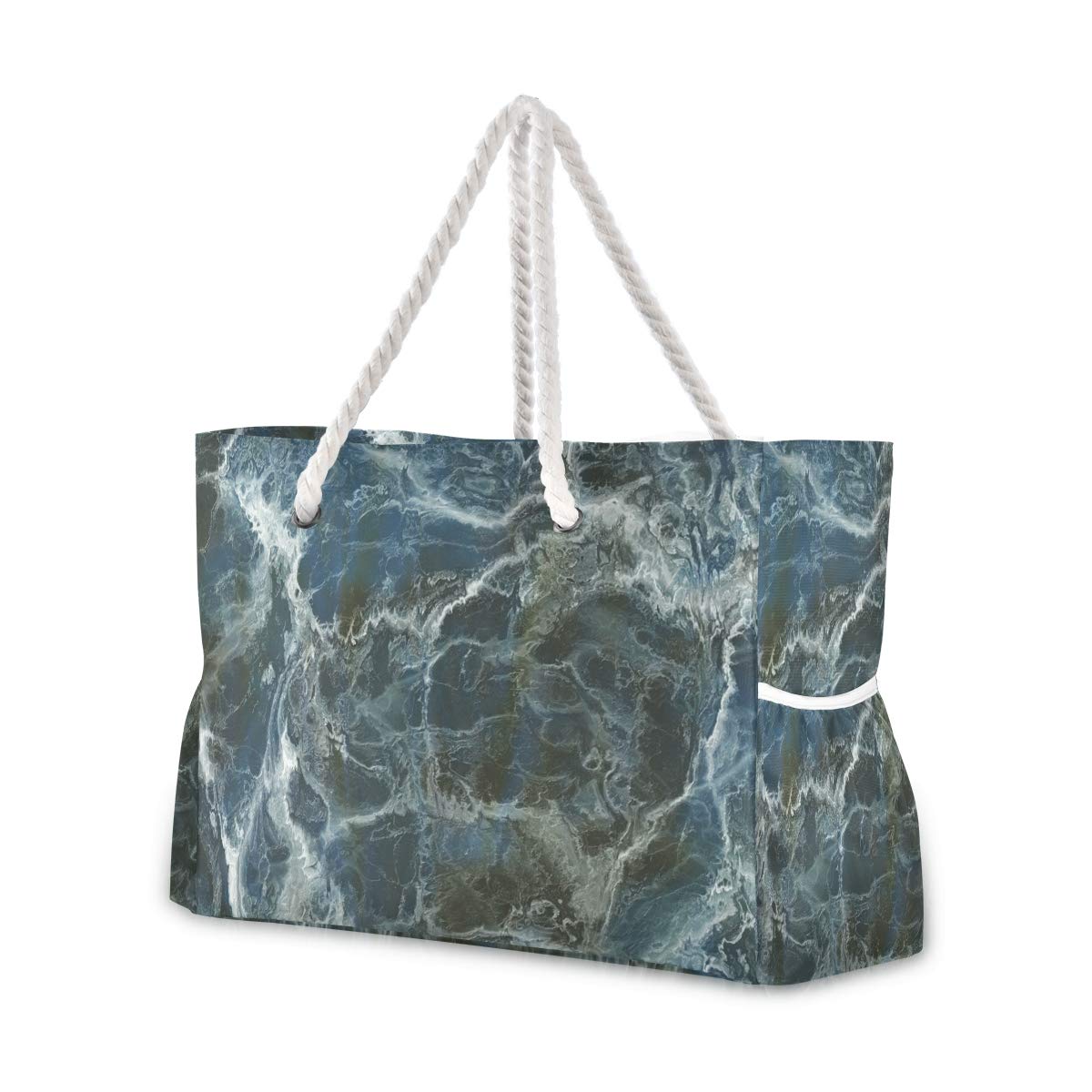 ALAZA Marble Design Beach Toy Bag - Waterproof Grocery Tote for Seaside, Pool & Shower - Perfect for Kids Sand Toys, Swim Gear & Shopping - Great for Beach Trips, Pool Parties & Bathroom Storage