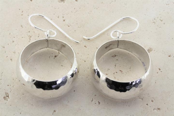 Hammered Convex Hoop Drop Earrings for Women - Gold & Silver Boho Dangle Earrings - Perfect for Parties, Weddings & Everyday Wear