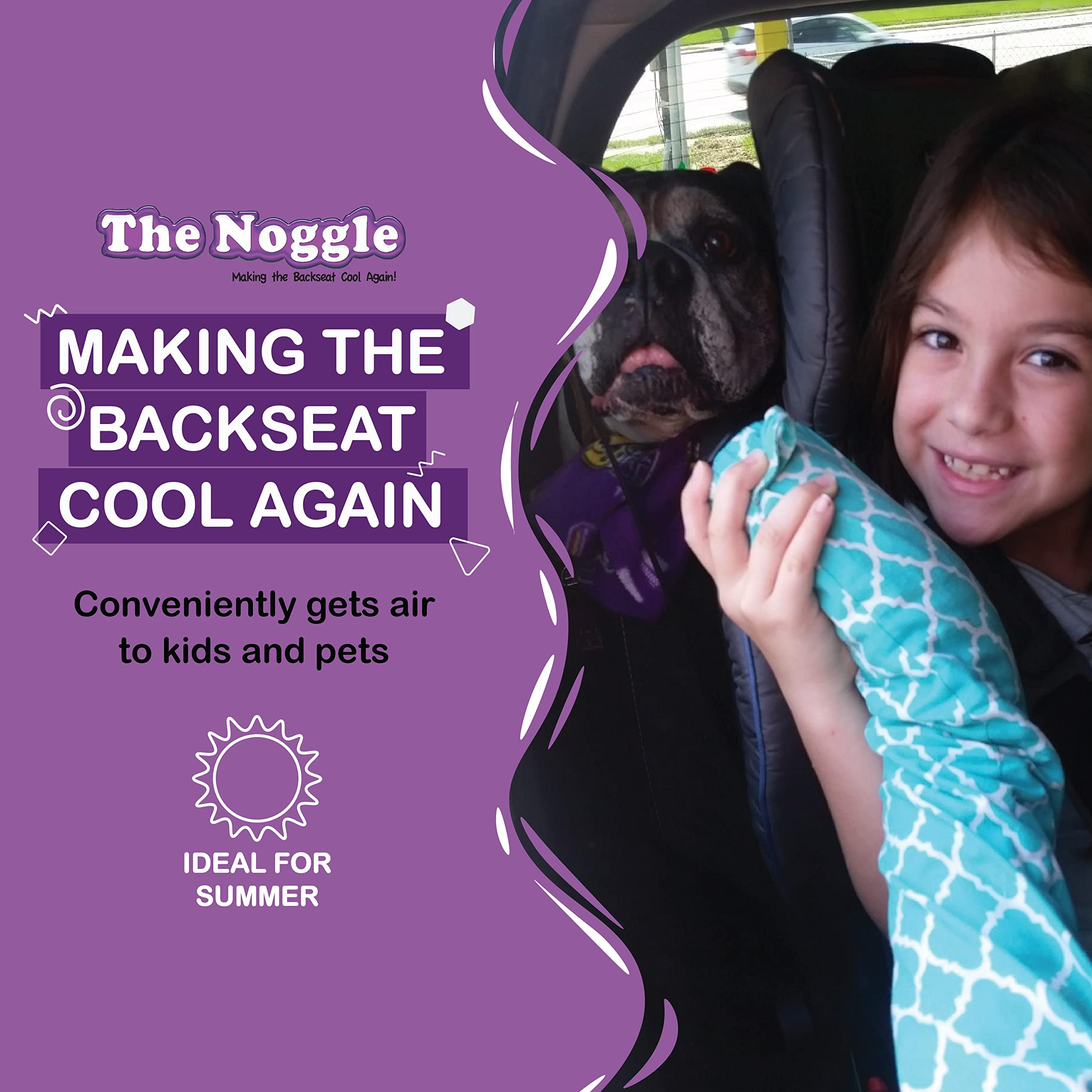 NOGGLE 8ft Kids Personal Air Conditioning System - Made in USA - Car Vent Hose for Backseat Cooling - Directs Cool Air to Children in Vehicles - Perfect for Road Trips & Summer Travel - Grey