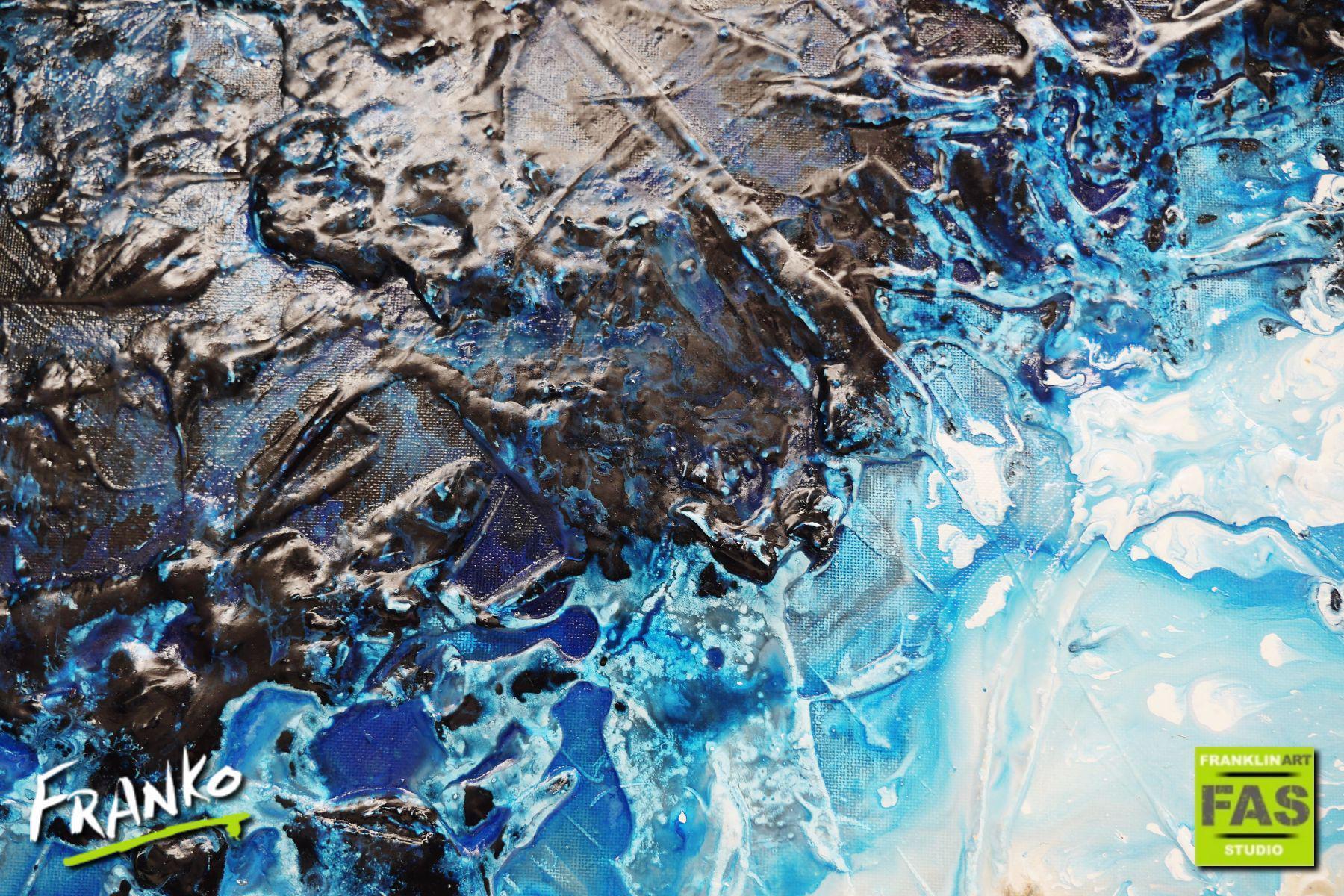 Navy Washed 120cm x 120cm White Blue Abstract Canvas Wall Art - Perfect for Living Room, Bedroom & Office Decor