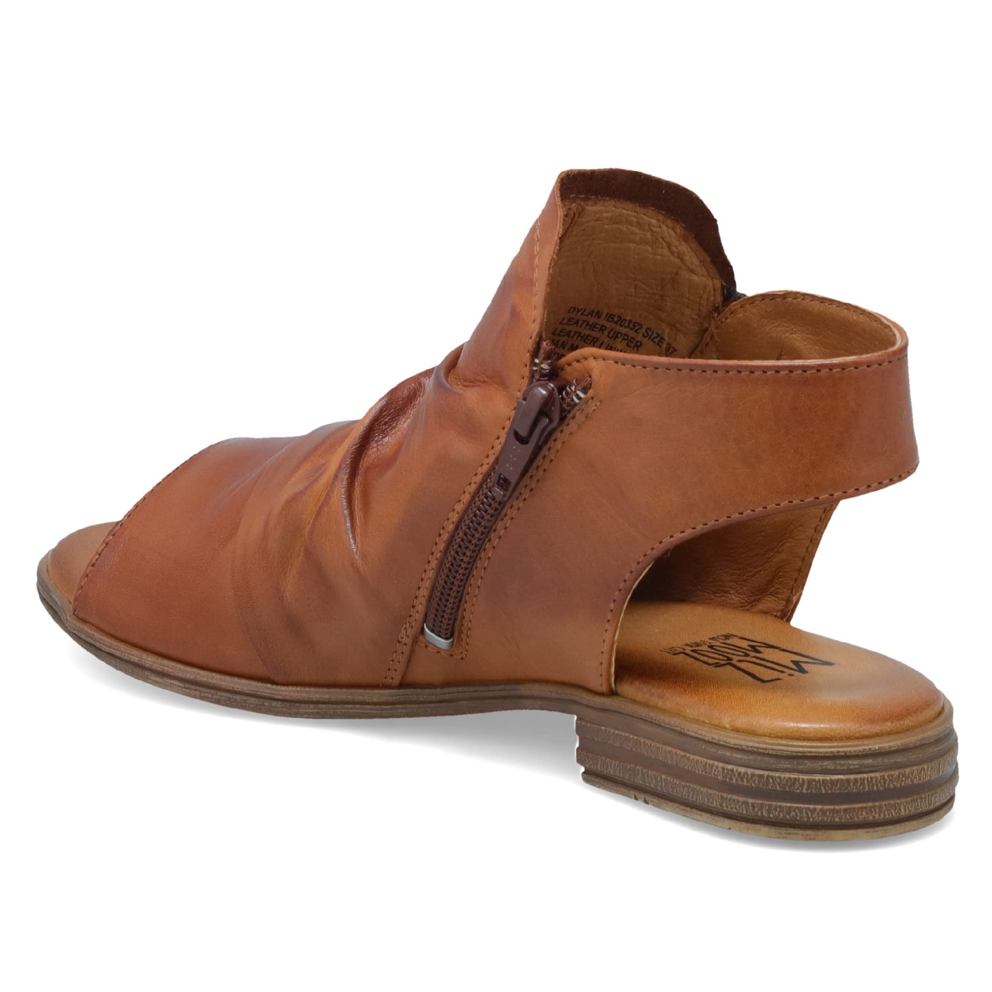Miz Mooz Dylan Women's Leather Sandals - Peep Toe Boho Sandals with Side Zipper | Comfortable Summer Shoes for Beach, Travel & Casual Outfits