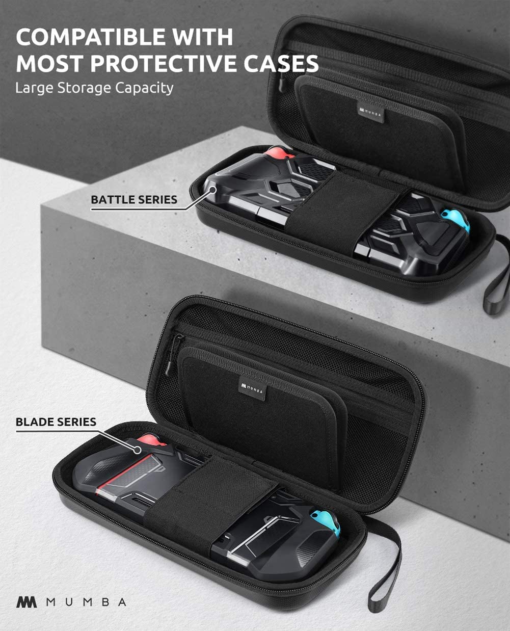 Premium Mumba Carrying Case & Dockable Protective Cover for Nintendo Switch OLED 2021 - Shockproof Travel Case for Gaming On-The-Go & Home Console Protection