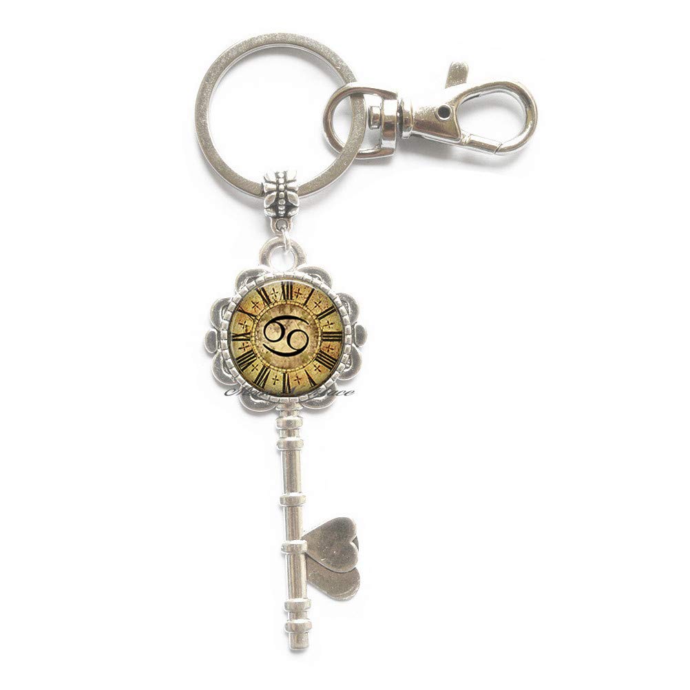 Steampunk Cancer Keychain - Zodiac Gift for Astrology Lovers