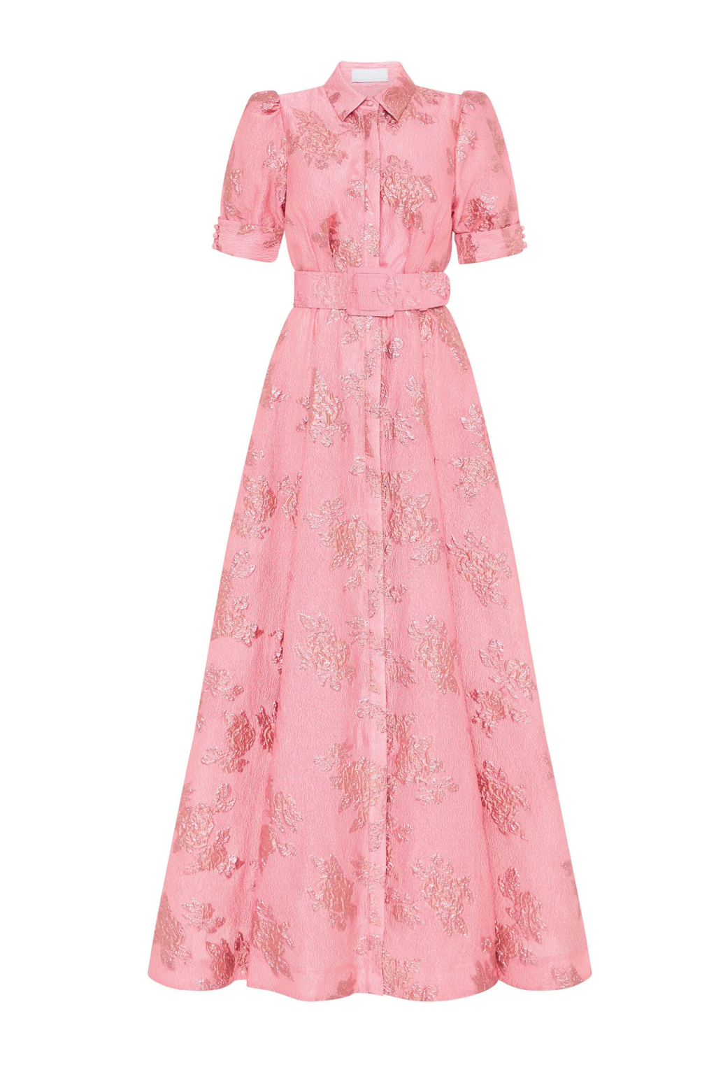 Annette Floral Embellished Button Gown in Pink | Elegant Women's Formal Dress for Weddings, Parties & Special Occasions