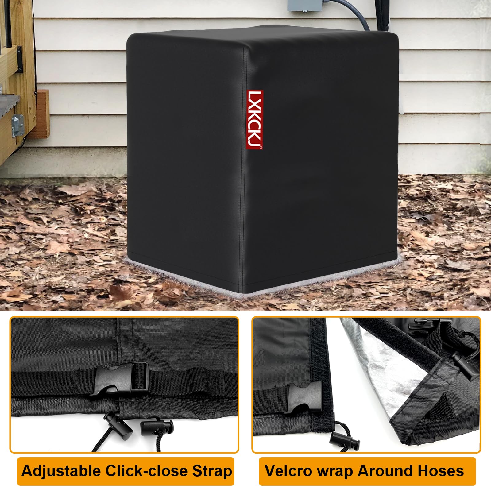 420D Waterproof Air Conditioner Cover for Outside Units - Durable Winter Protection Cover for Window AC, HVAC & Condenser Units (28''L x 28''W x 32''H, Black) - Perfect for Home, Office & Seasonal Storage