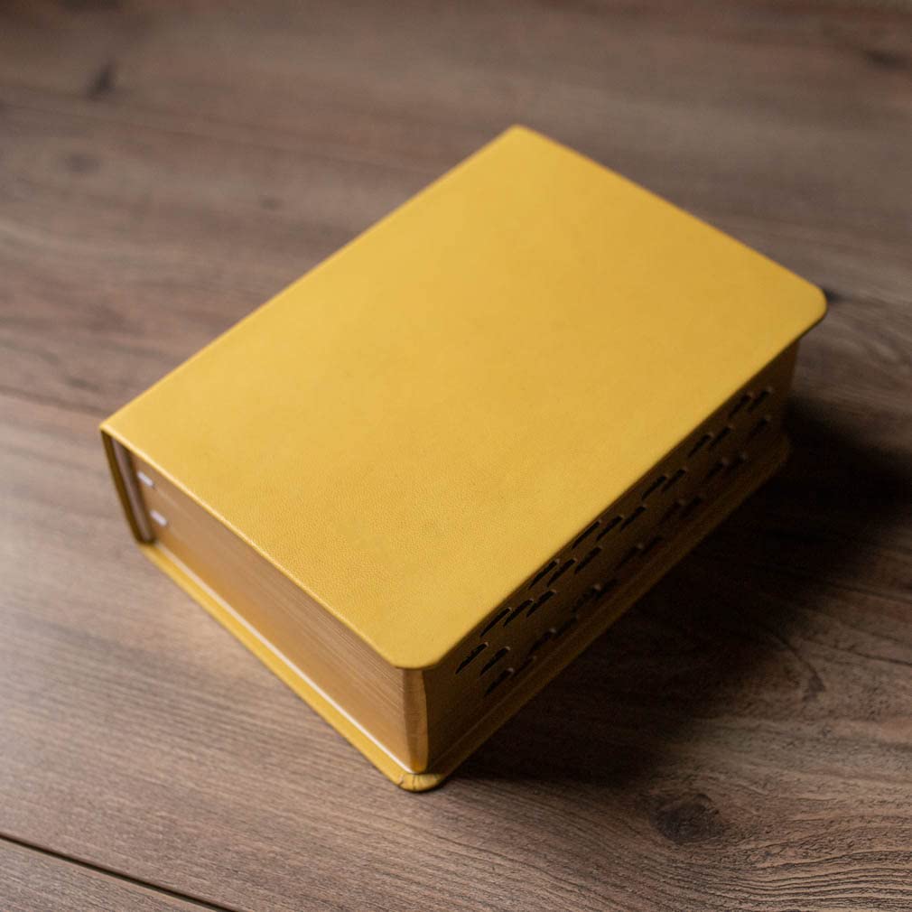 Hand-Bound Buttercup Yellow Genuine Leather Large Holy Bible KJV - King James Version with Bible Dictionary & Topical Guide for Latter-Day Saints | Perfect for Scripture Study, Church Services & Personal Devotion