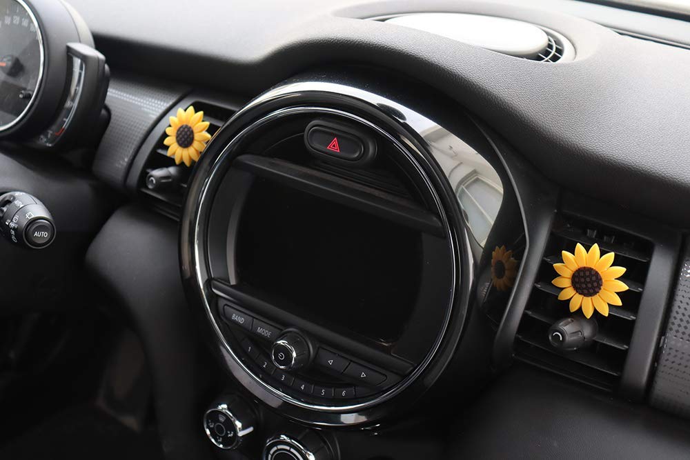 INEBIZ Cute Yellow Sunflower Car Air Vent Clip - Fragrance Holder & Interior Decor for Fresh Scent | Perfect for Vehicles, Offices & Home Décor