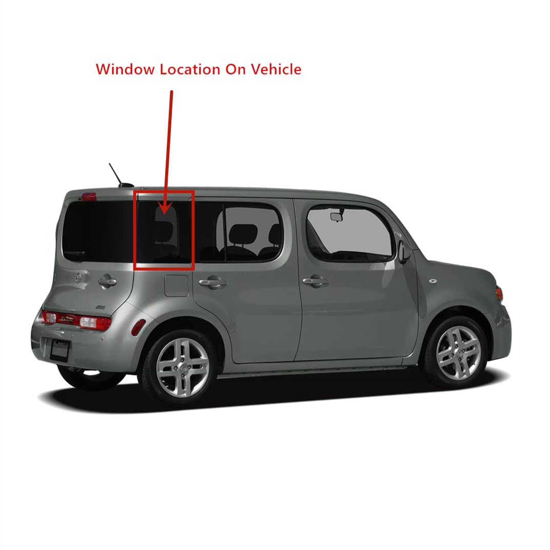 Tempered Passenger Right Side Quarter Window Glass for Nissan Cube 2009-2014 - Durable Replacement Auto Part for Enhanced Safety & Visibility While Driving