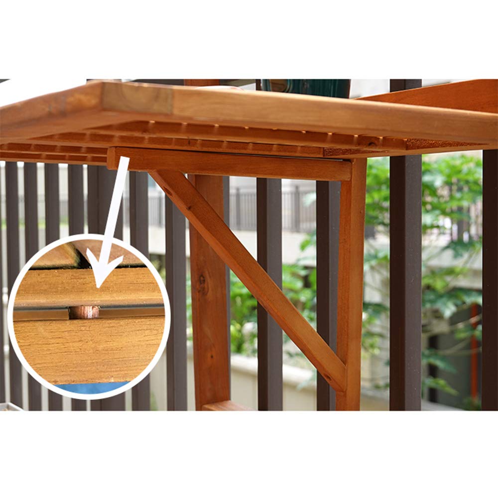 Foldable Iron Balcony Hanging Table - Solid Wood Wall-Mounted Railing Desk for Coffee, Study & Work - Multi-Functional Folding Computer Table with 15kg Weight Capacity - Perfect for Small Spaces, Apartments & Outdoor Use