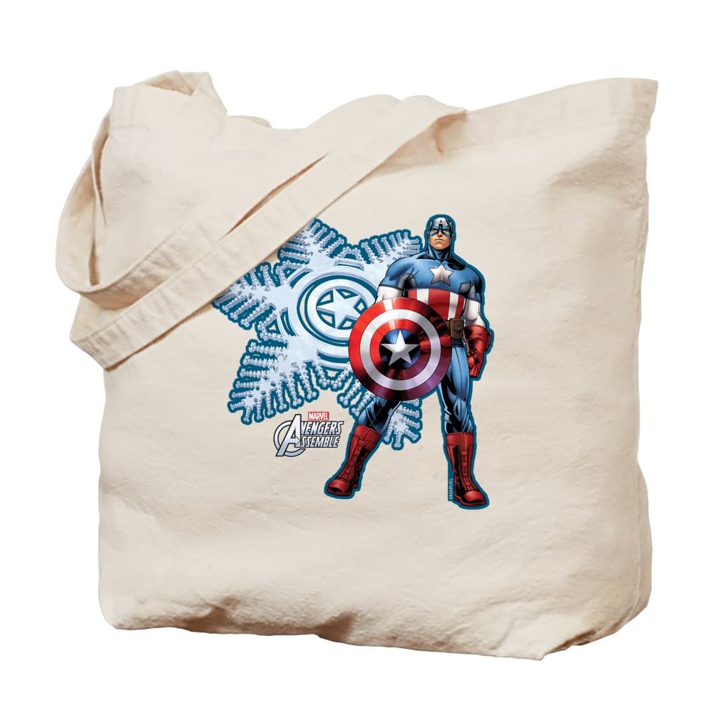 **Captain America Holiday Tote Bag - Natural Canvas Reusable Shopping Bag for Groceries, Beach & Christmas Gifts**