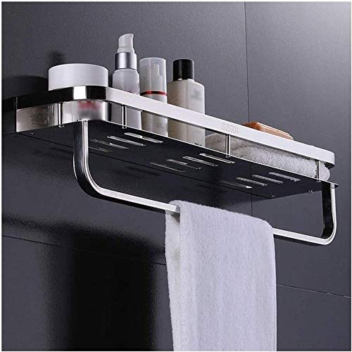 Stainless Steel Wall Mounted Bathroom Shelf - 40cm Towel Holder & Shower Storage Organizer for Bathroom, Kitchen Spice Rack - Rustproof Drilling Wall Mount Shelf (Perfect for Small Spaces & Apartment Living)