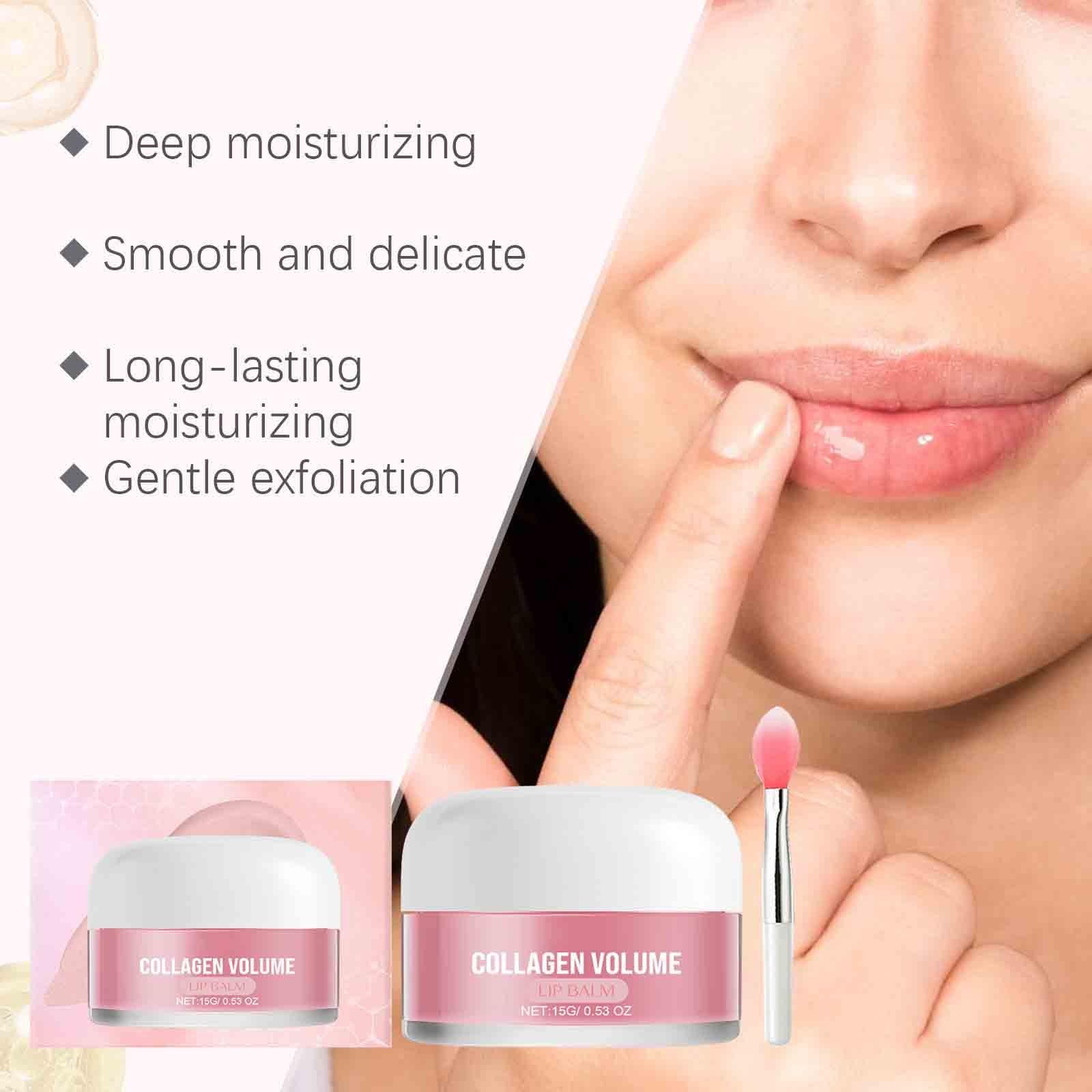 Collagen Peptide Lip Balm for Hydration & Volume - Overnight Lip Sleeping Mask with Moisture Boost, Smoothing & Plumping Effect - Sheer Glossy Finish for Fuller Lips - Perfect for Night Care & Daily Lip Treatment (1pc)