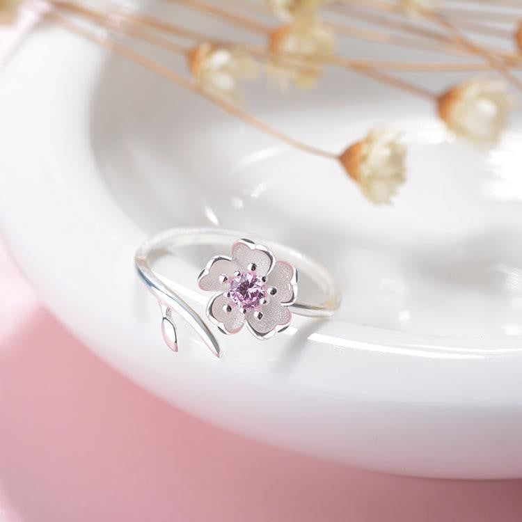 Cherry Blossom White Flower Rings for Women - Elegant Floral Jewelry Gift for Mother's Day, Wedding, Anniversary | JZ041