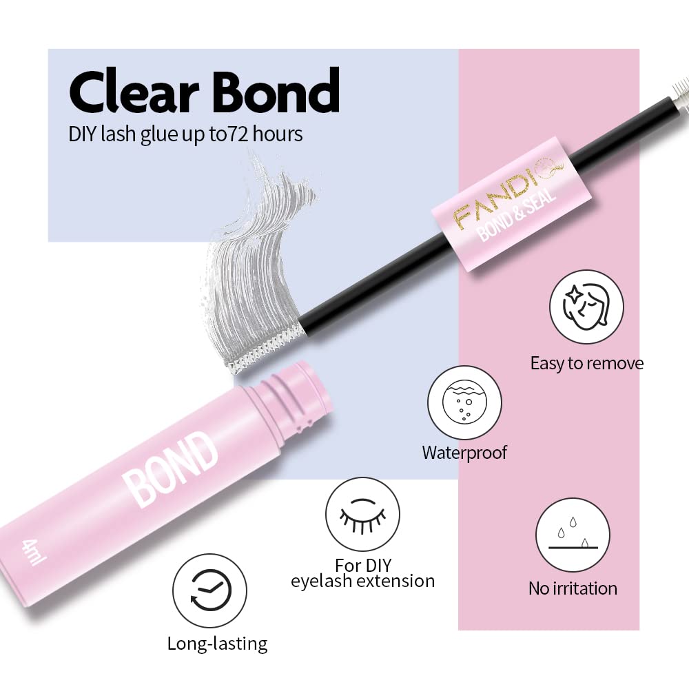 Cluster Eyelash Glue for Individual DIY Extensions - Latex-Free, Waterproof & Long Lasting Lash Bond (4ML+4ML) - Sensitive Eyes Safe, Strong Hold White Adhesive - Perfect for Daily Wear & Special Occasions