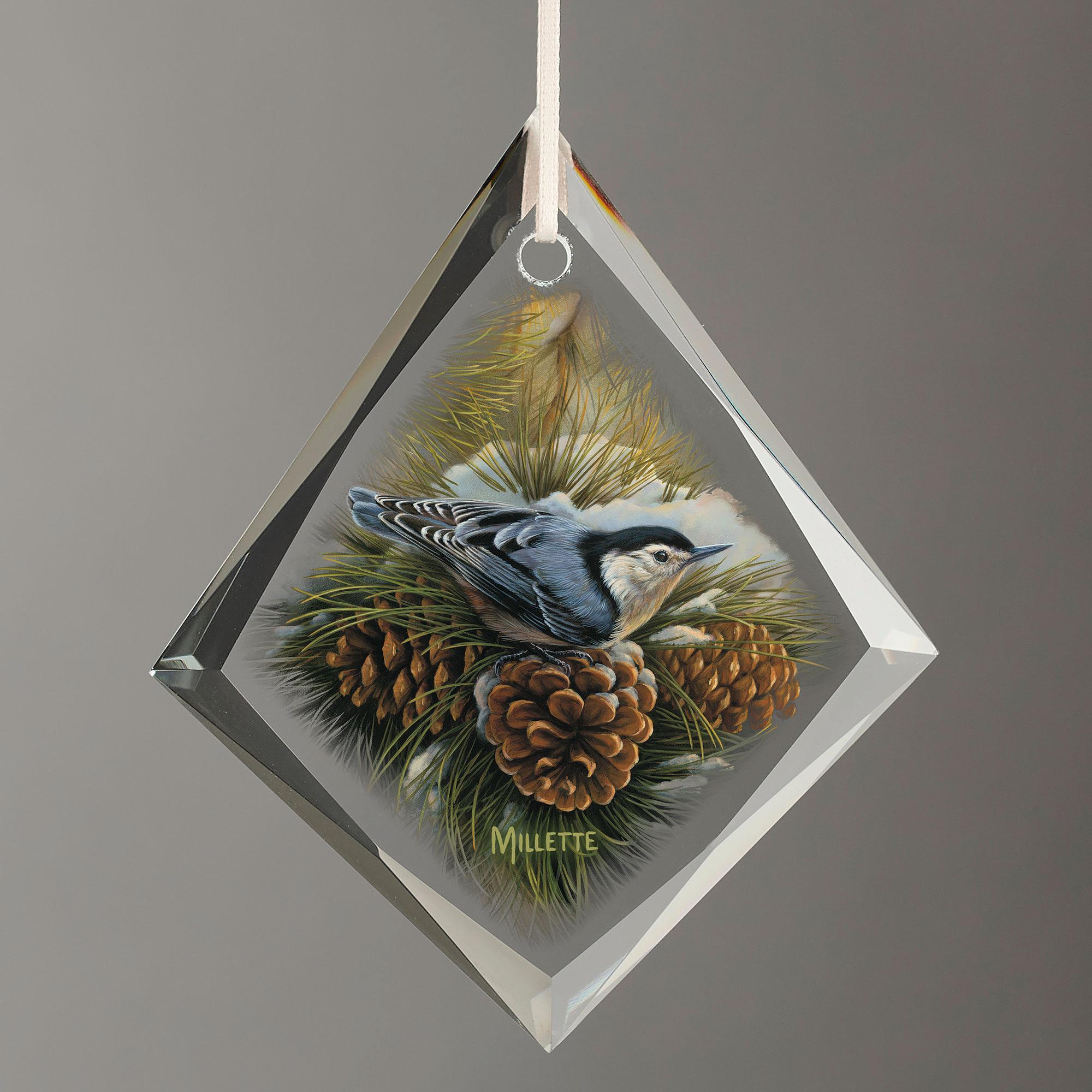 December Dawn Nuthatch - Beautiful Winter Bird Figurine for Home Decor, Christmas Ornaments & Holiday Gifts