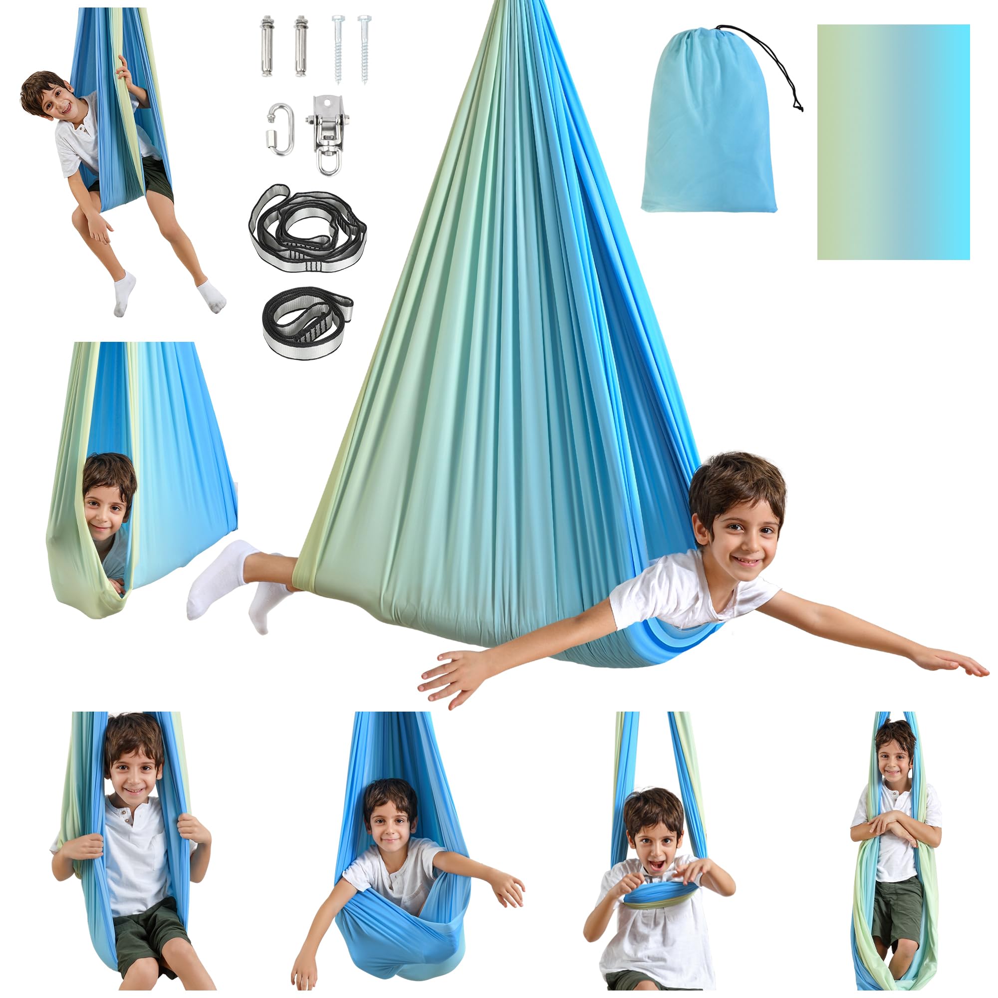 Sensory Swing for Kids & Adults - Indoor/Outdoor Therapy Swing with Double Layer Design - Supports Up to 300lbs - Perfect for Autism, ADHD, Sensory Processing Disorder - Great for Home, Classroom & Playground Use