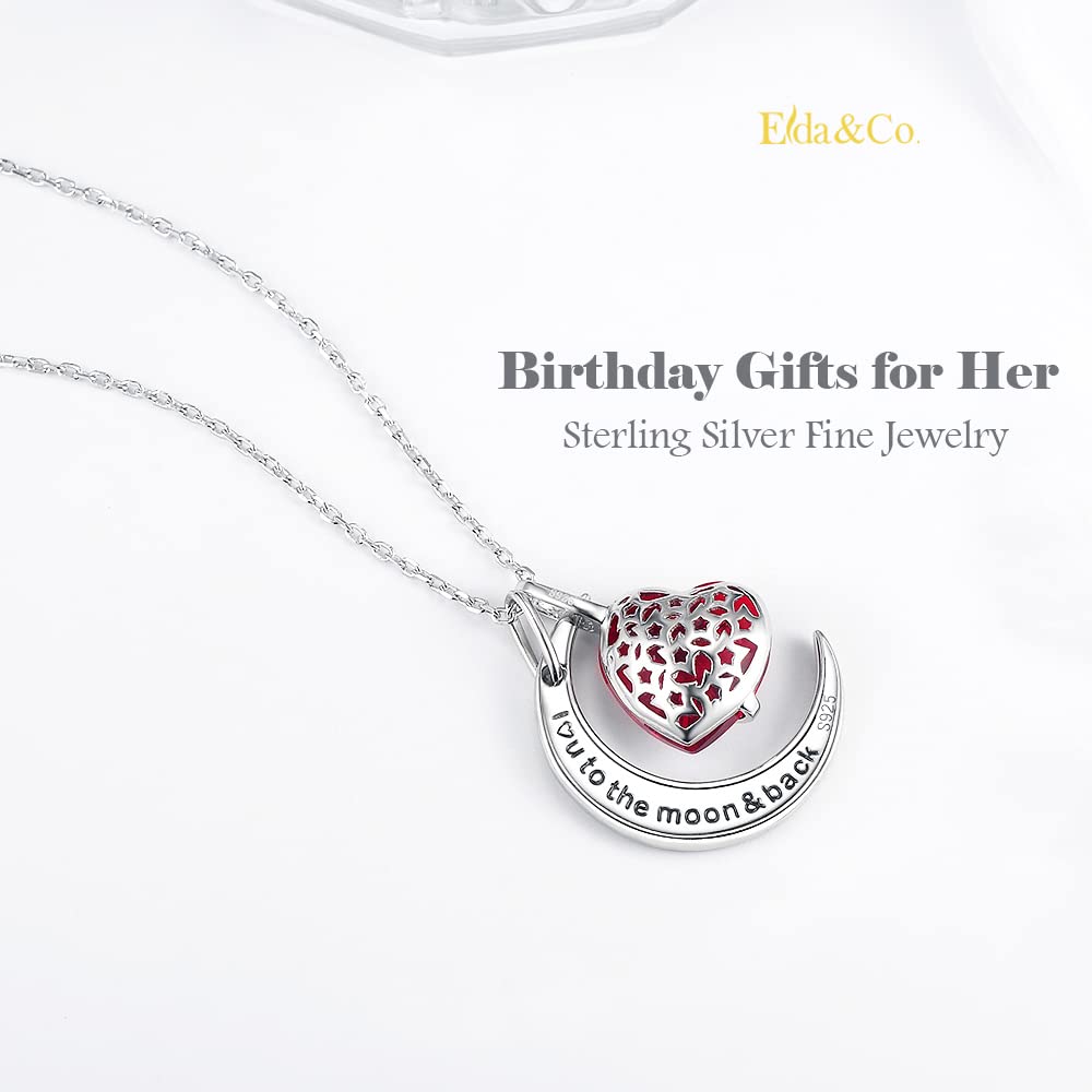 I Love You to the Moon and Back Half Moon Necklace - 925 Sterling Silver with March April May Birthstones (Aquamarine & Emerald) - Perfect Birthday Gift for Mom, Wife & Women - Elegant Jewelry for Anniversaries, Valentine's Day & Special Occasions
