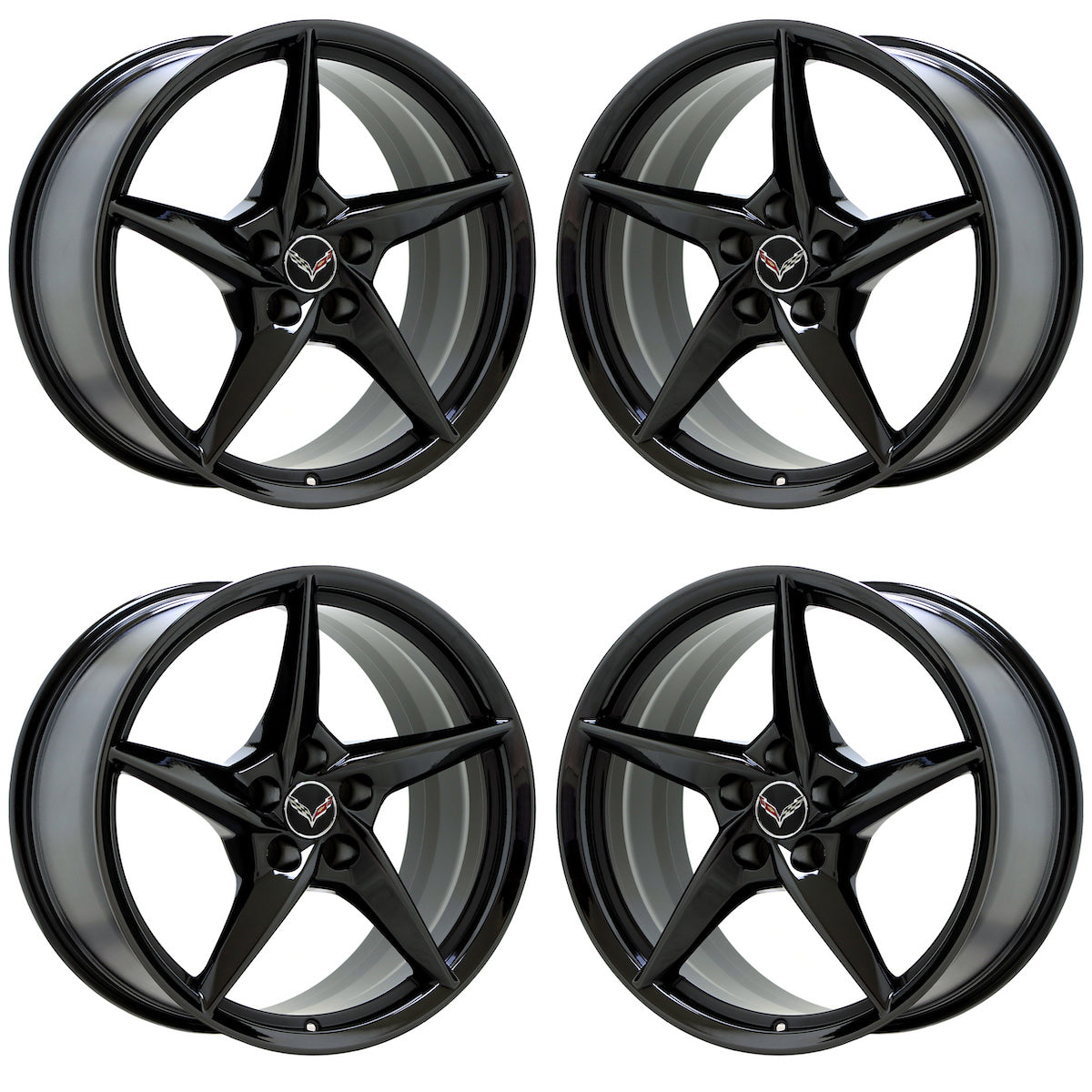 **2021-2022 Corvette C8 Z06 & E-Ray Black Chrome OEM Factory Wheels & Rims Set – Direct Exchange – Perfect for Racing & Show Car Upgrades**