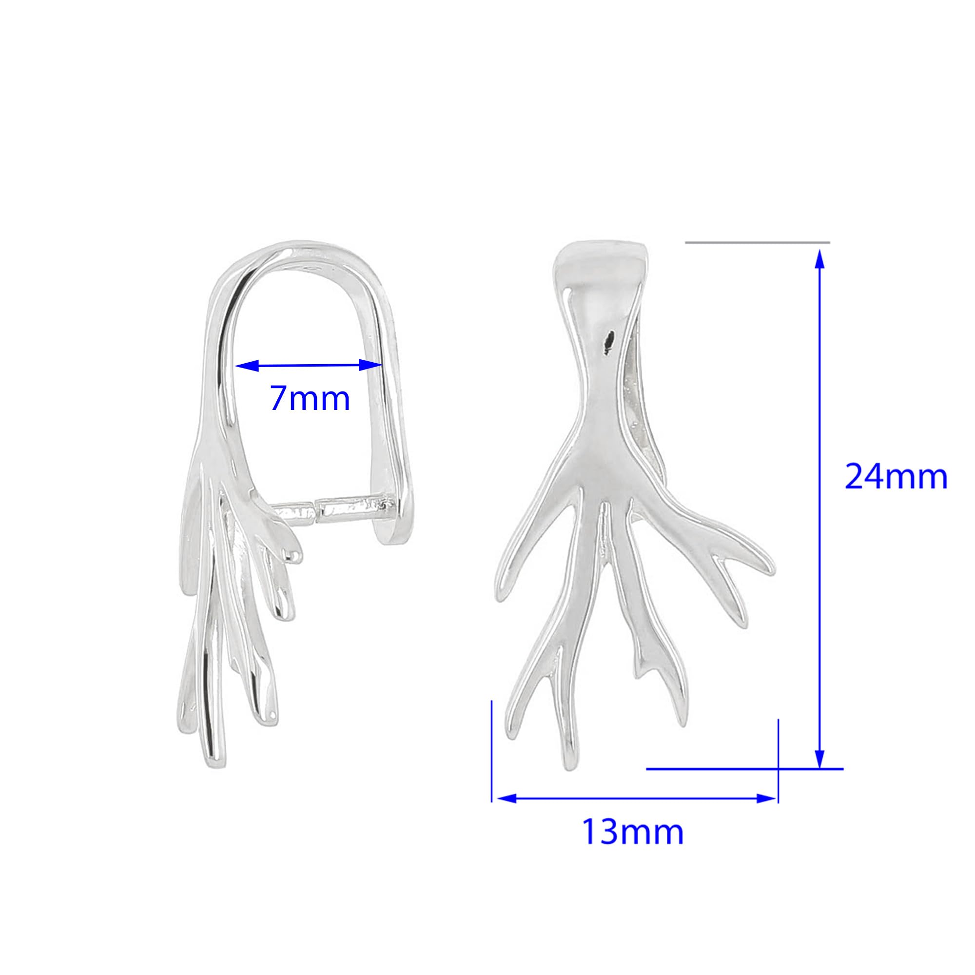 Sterling Silver Tree Branch Pinch Bail Pendant Clasp Slider for DIY Jewelry Making - Perfect for Necklaces, Bracelets & Handmade Pendants - Craft Supplies for Jewelry Designers & DIY Enthusiasts