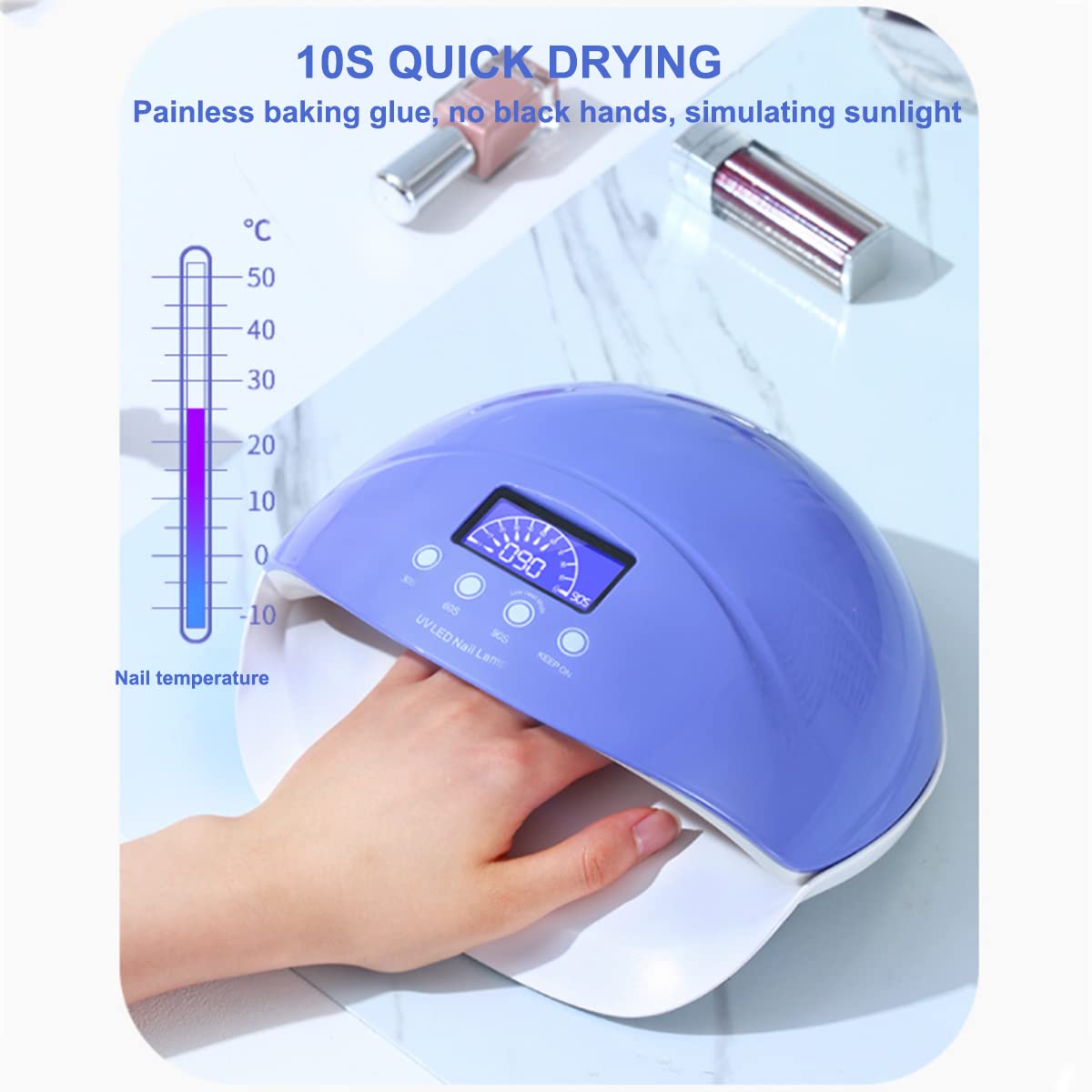 Professional 50W UV LED Nail Lamp - Cordless Gel Polish Dryer with Auto Sensor & 3 Timers | Fast Curing for Acrylic Nails, Manicures & Pedicures | Perfect for Home Salons & Nail Art Enthusiasts
