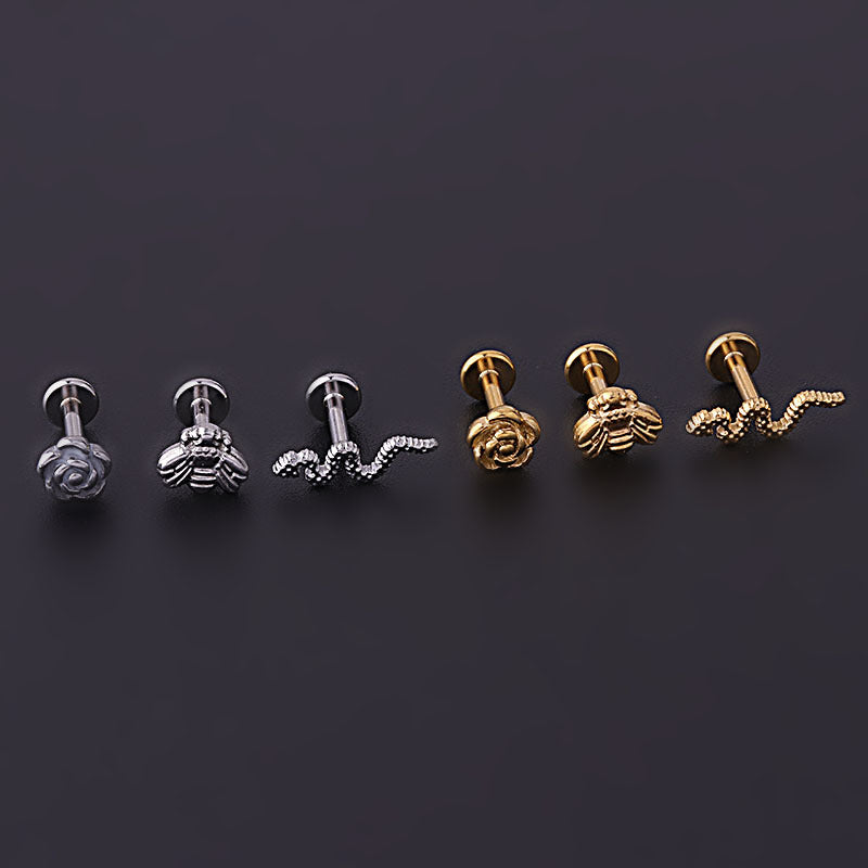 16G Cartilage Labret Back Stud Earring - Flower Design Body Jewelry for Helix, Tragus, Conch Piercings | Perfect for Everyday Wear and Special Occasions | HSPJ685